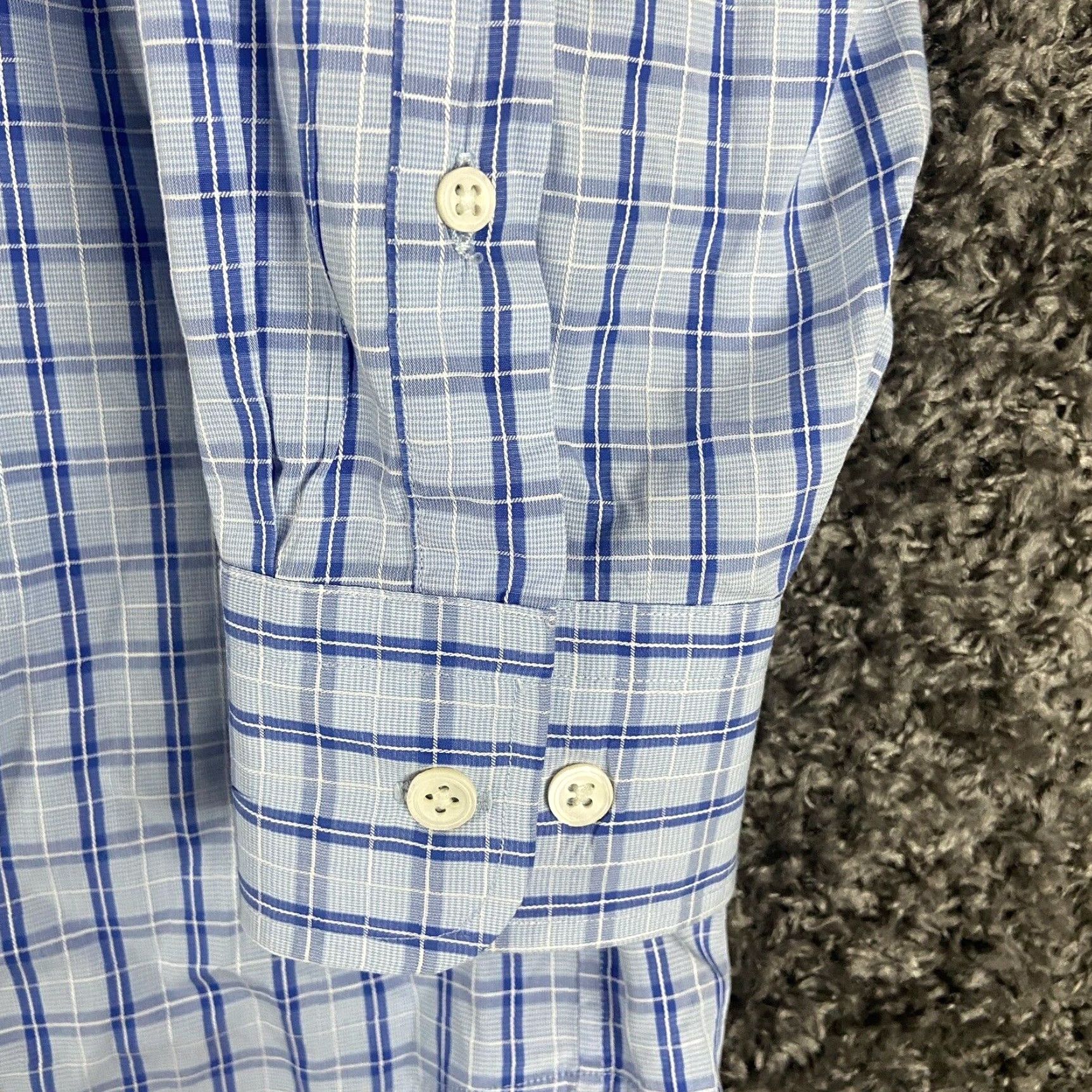 Faconnable VINTAGE Faconnable Blue Plaid Dress Shirt Men’s 16 R Long Sleeve Size 42R - 3 Thumbnail