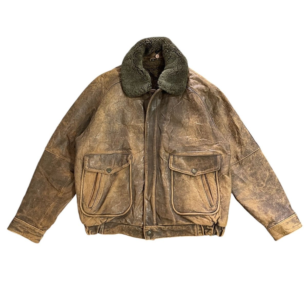 Vintage Vintage Unbrand Leather Bomber Jacket Size US L / EU 52-54 / 3 - 1 Thumbnail