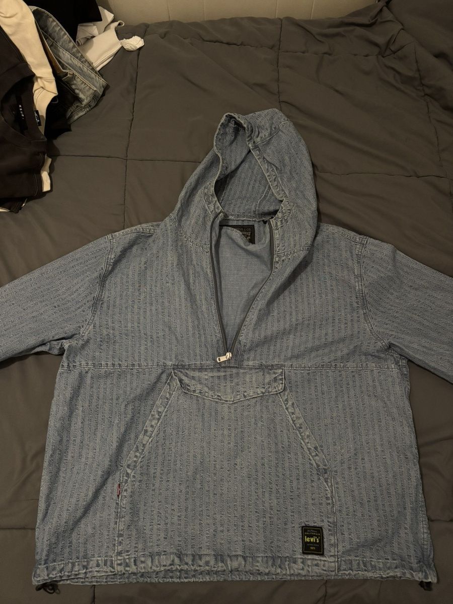 Levi's Vintage Clothing Vintage Denim Levis Quarter Zip Hoodie Size US L / EU 52-54 / 3 - 2 Thumbnail