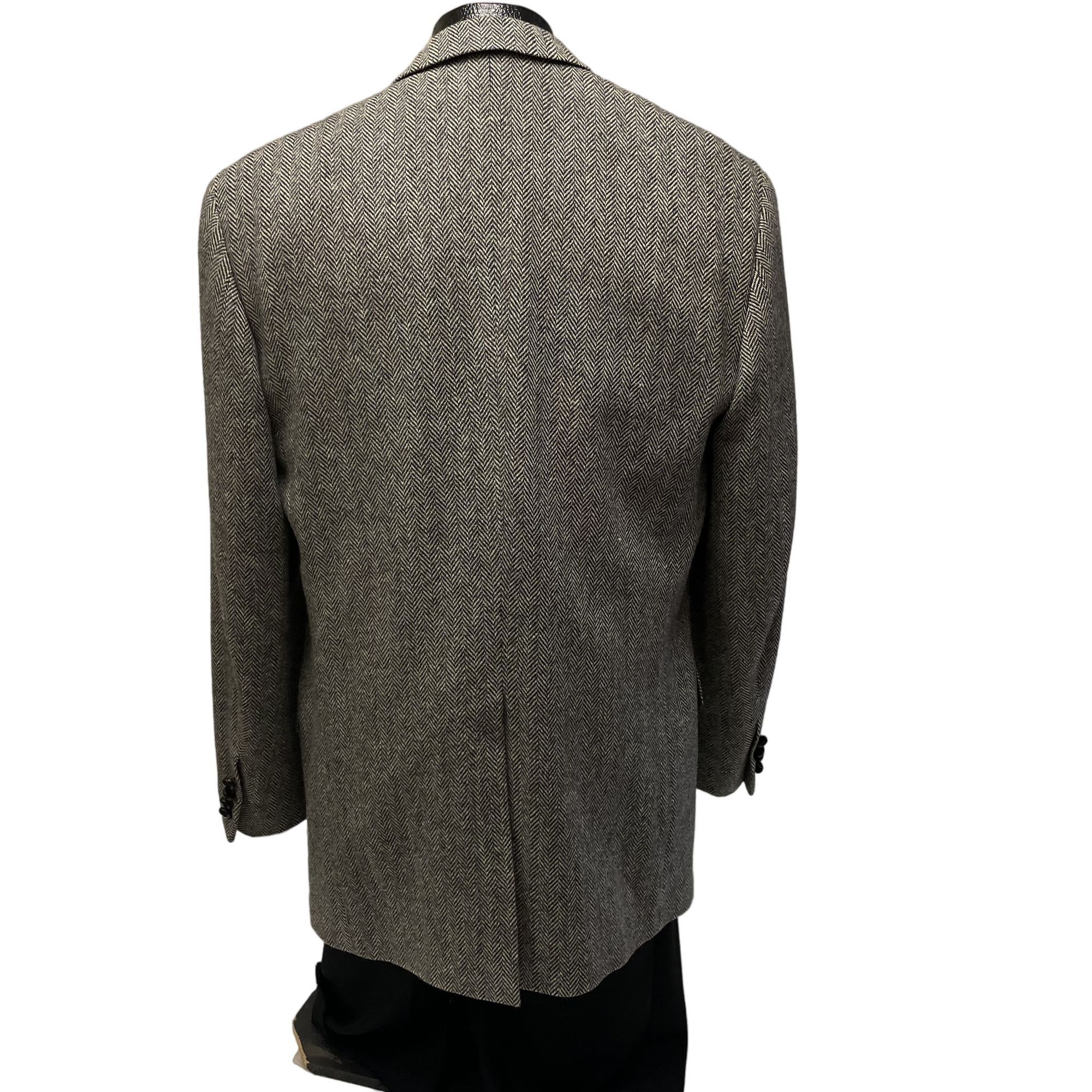Savile Row NEW Savile Row Black Gray Sport Coat HERRINGBONE Jacket Size 42R - 3 Thumbnail