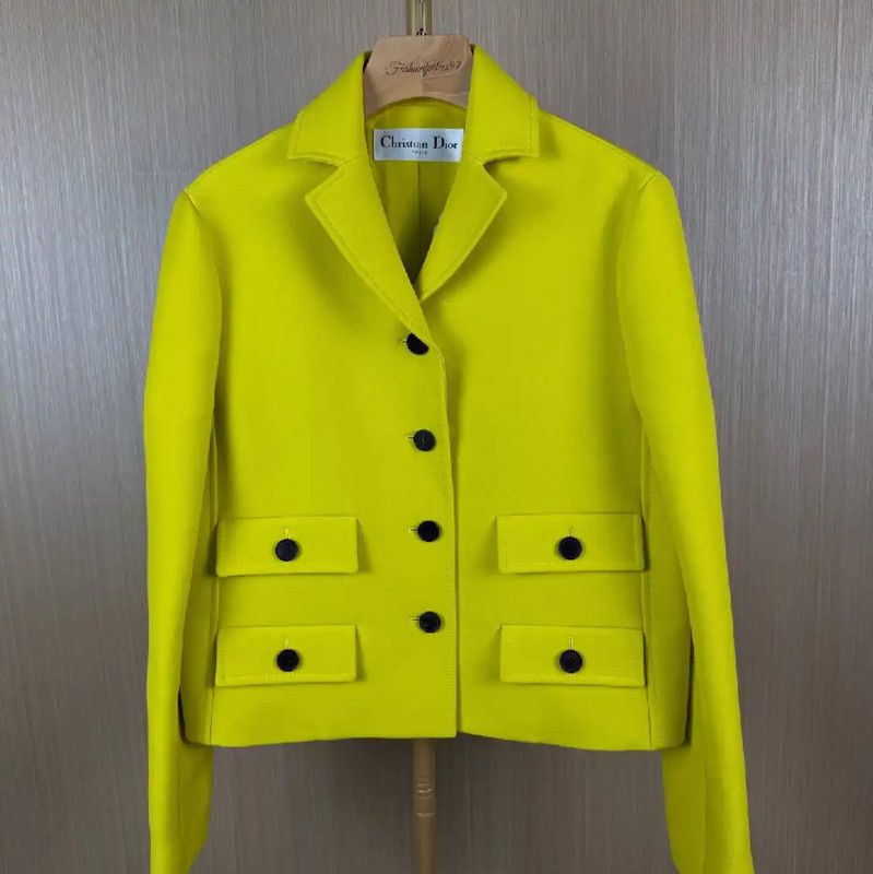 Dior Dior Bright Yellow Wool Women's Cardigan 0089 Size L / US 10 / IT 46 - 1 Thumbnail