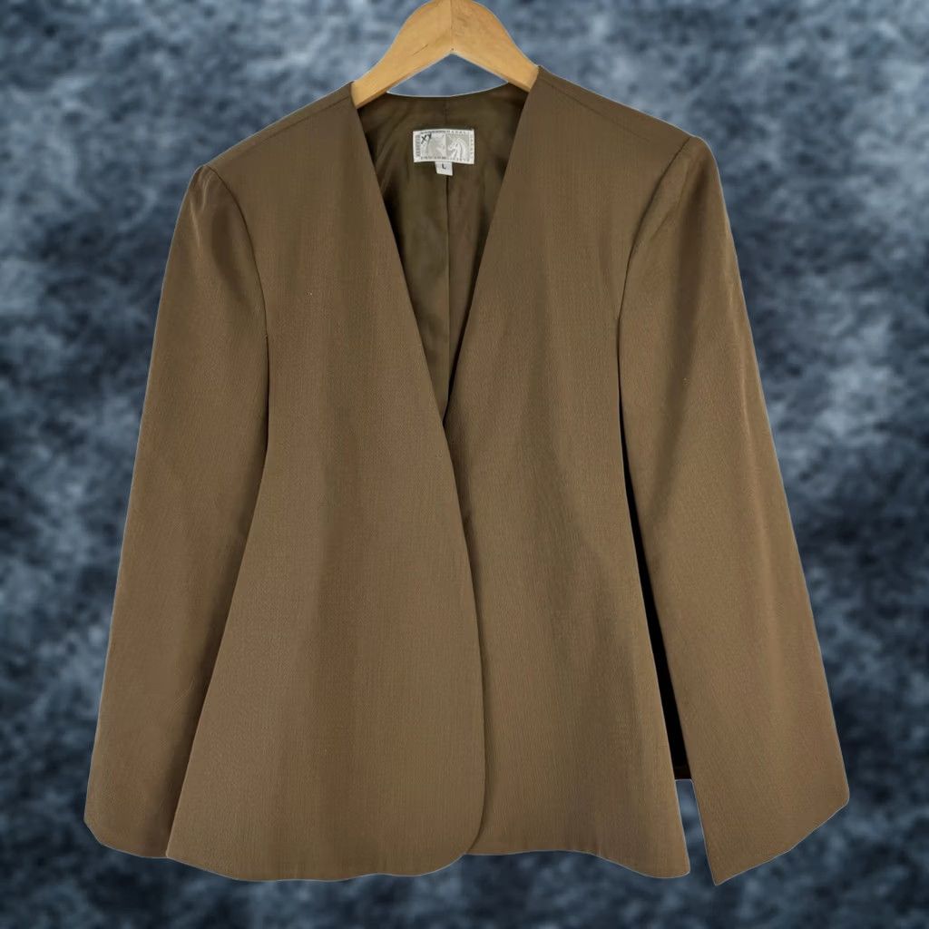 Vintage VINTAGE Alberto Makali Cape Blazer Jacket Brown L 100% Wool Open Front Womens Size L / US 10 / IT 46 - 1 Thumbnail
