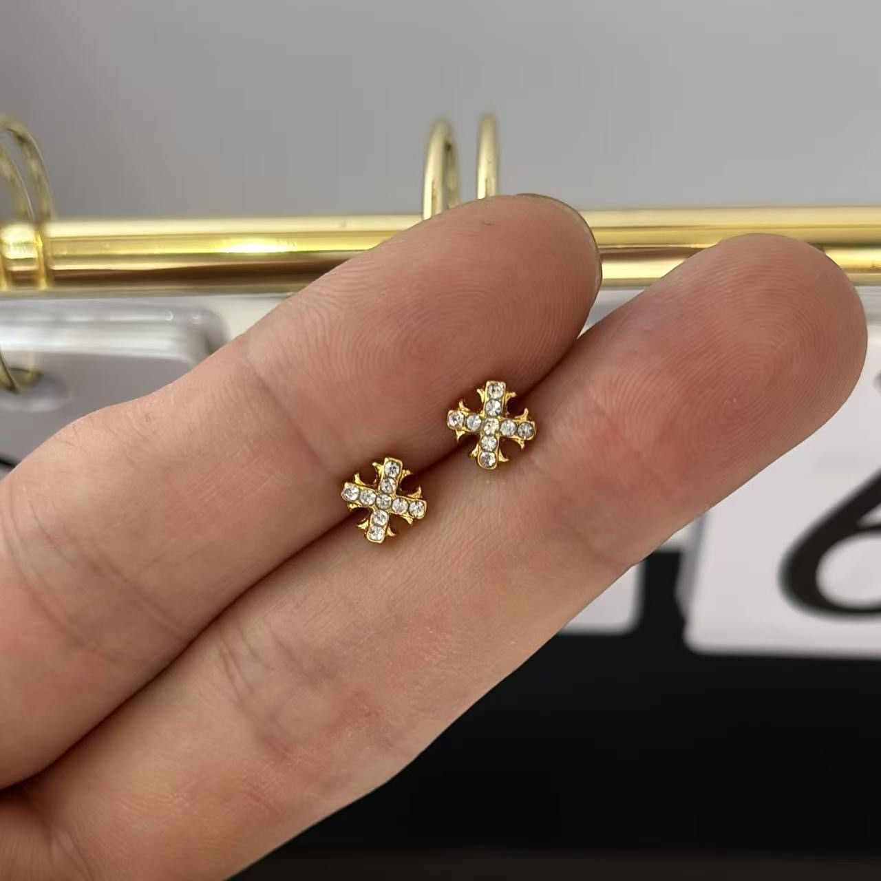 Other 6mm CZ Cross Stud Earrings for Men Women Size ONE SIZE - 5 Thumbnail