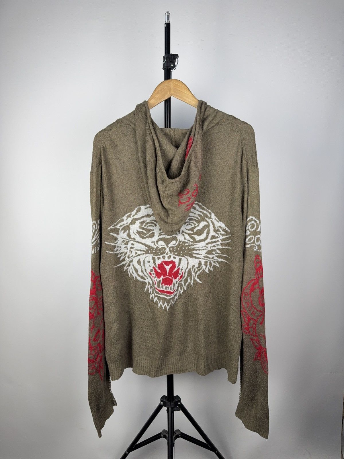 Ed Hardy × Japanese Brand × Vintage 90s Vintage Ed Hardy knitted Zip Hoodie veryrare item Size US XL / EU 56 / 4 - 7 Thumbnail