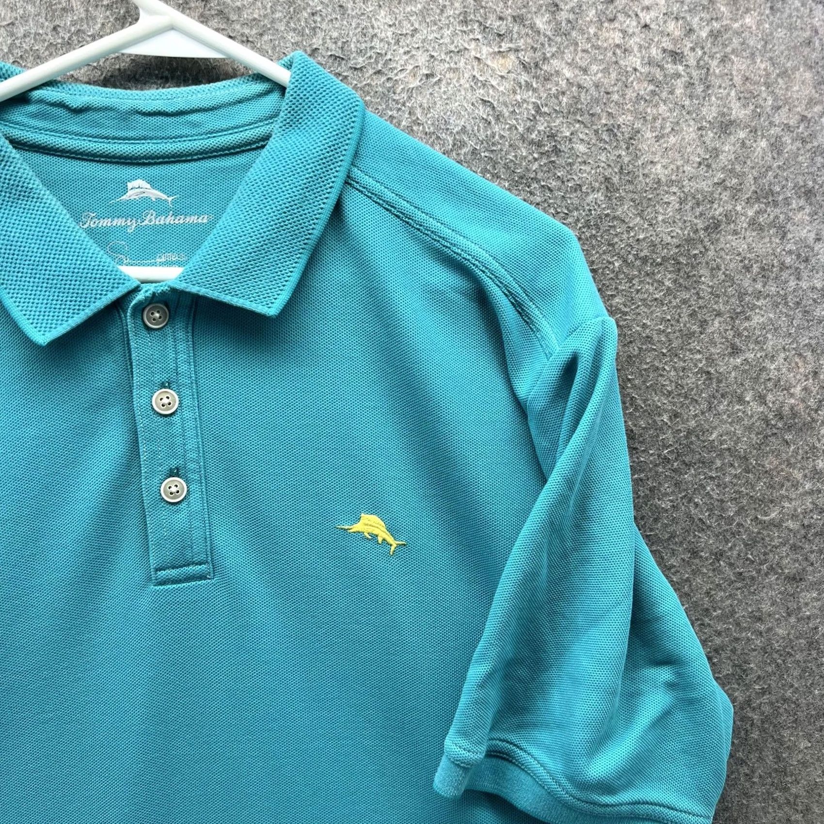 Tommy Bahama Tommy Bahama Polo Shirt Mens Large Blue Solid Marlin Logo Casual Supima Cotton Knit Short Sleeve Polo Shirt Mens L Graphic: Marlin Logo (No N/A) Size US L / EU 52-54 / 3 - 7 Thumbnail