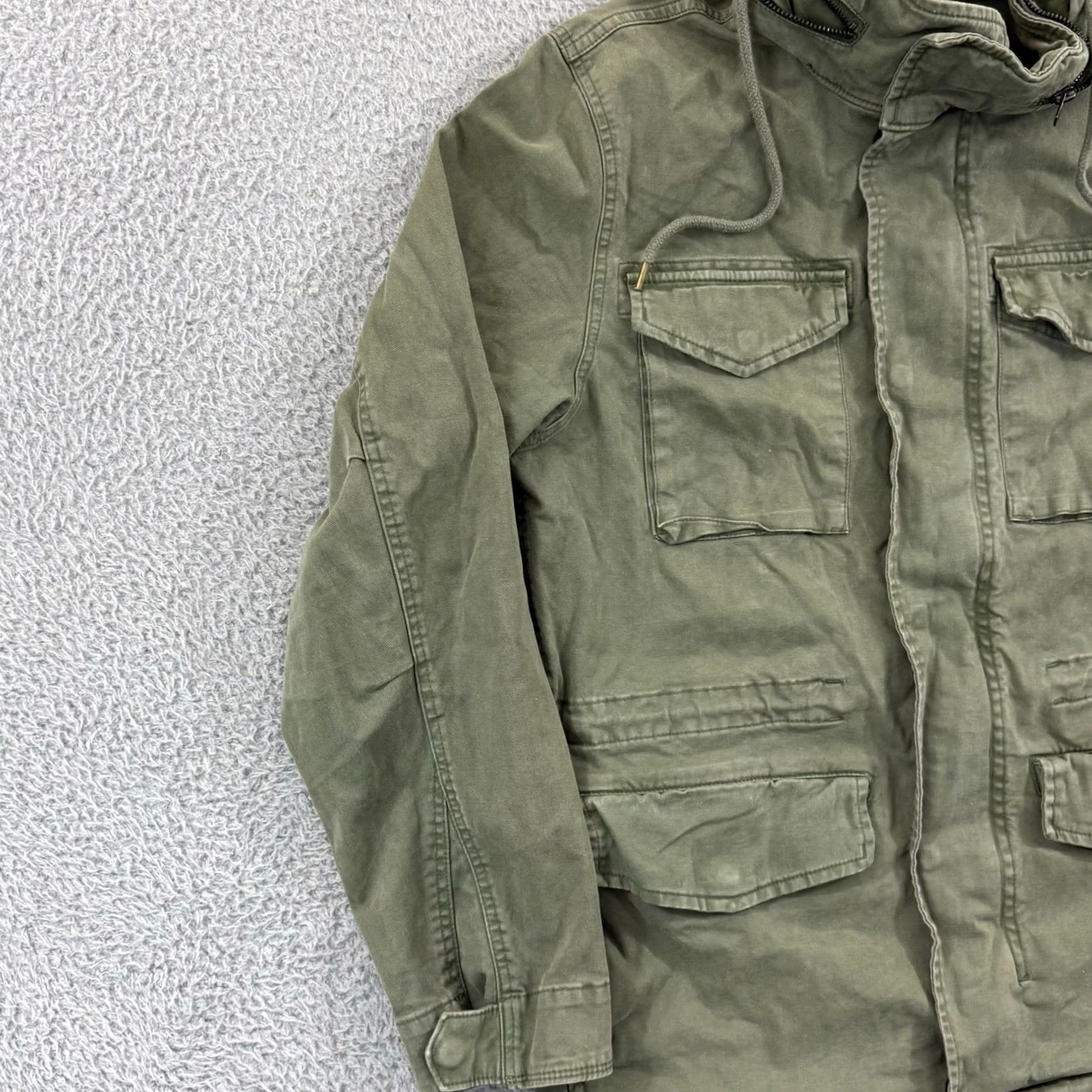 Old Navy VINTAGE Old Navy Jacket Womens Medium Green Zip Snap Hooded Utility Military Y2K Size M / US 6-8 / IT 42-44 - 4 Thumbnail