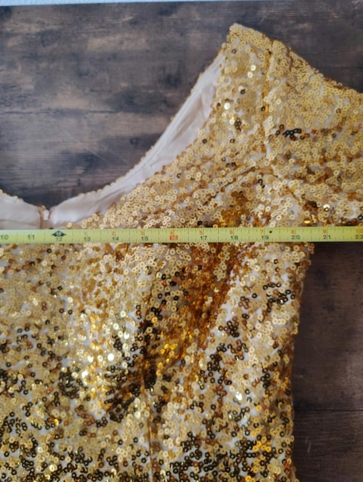The Unbranded Brand Sequin Dress Gold Yellow Party Dress Short Sleeve Mini Size XL / US 12-14 / IT 48-50 - 4 Thumbnail