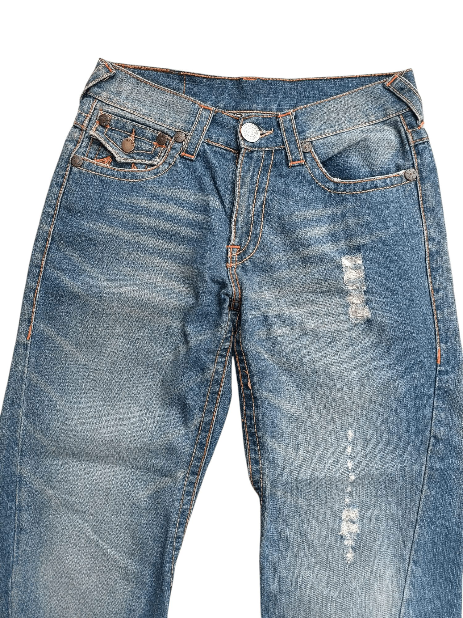 True Religion × Vintage FLARED🔥True Religion Joey Big T Rainbow Distressed Jeans Size US 30 / EU 46 - 6 Thumbnail