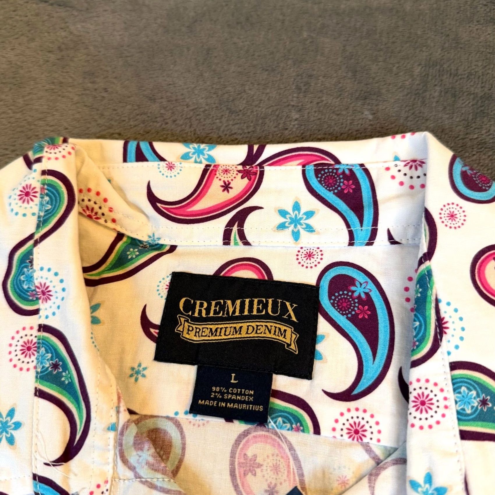 Cremieux Cremieux Premium Denim Button Up Shirt Mens Large White Paisley Stretch NWT Size US L / EU 52-54 / 3 - 2 Thumbnail