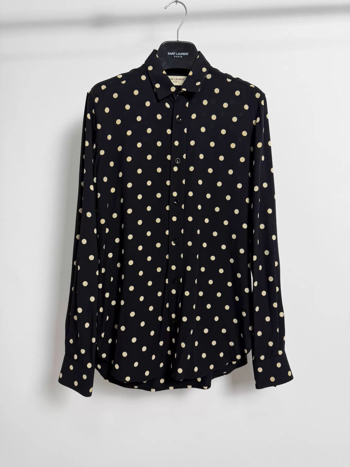 Saint Laurent Paris SLP 16fw Black Base Ivory Polka Dot Lapel LS 36 xxs Size US XXS / EU 40 - 1 Thumbnail