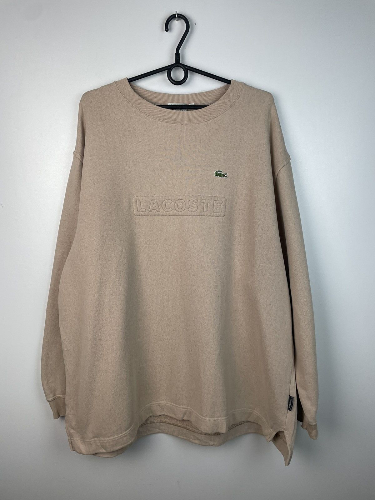 Lacoste Sport Vintage Sweatshirt Big Logo Beige Size XXL
