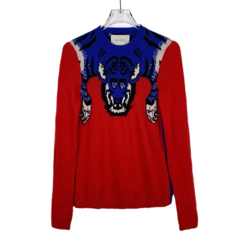 Gucci Gucci Tiger pattern inlaid round neck color-blocked wool l Size US XXS / EU 40 - 1 Thumbnail