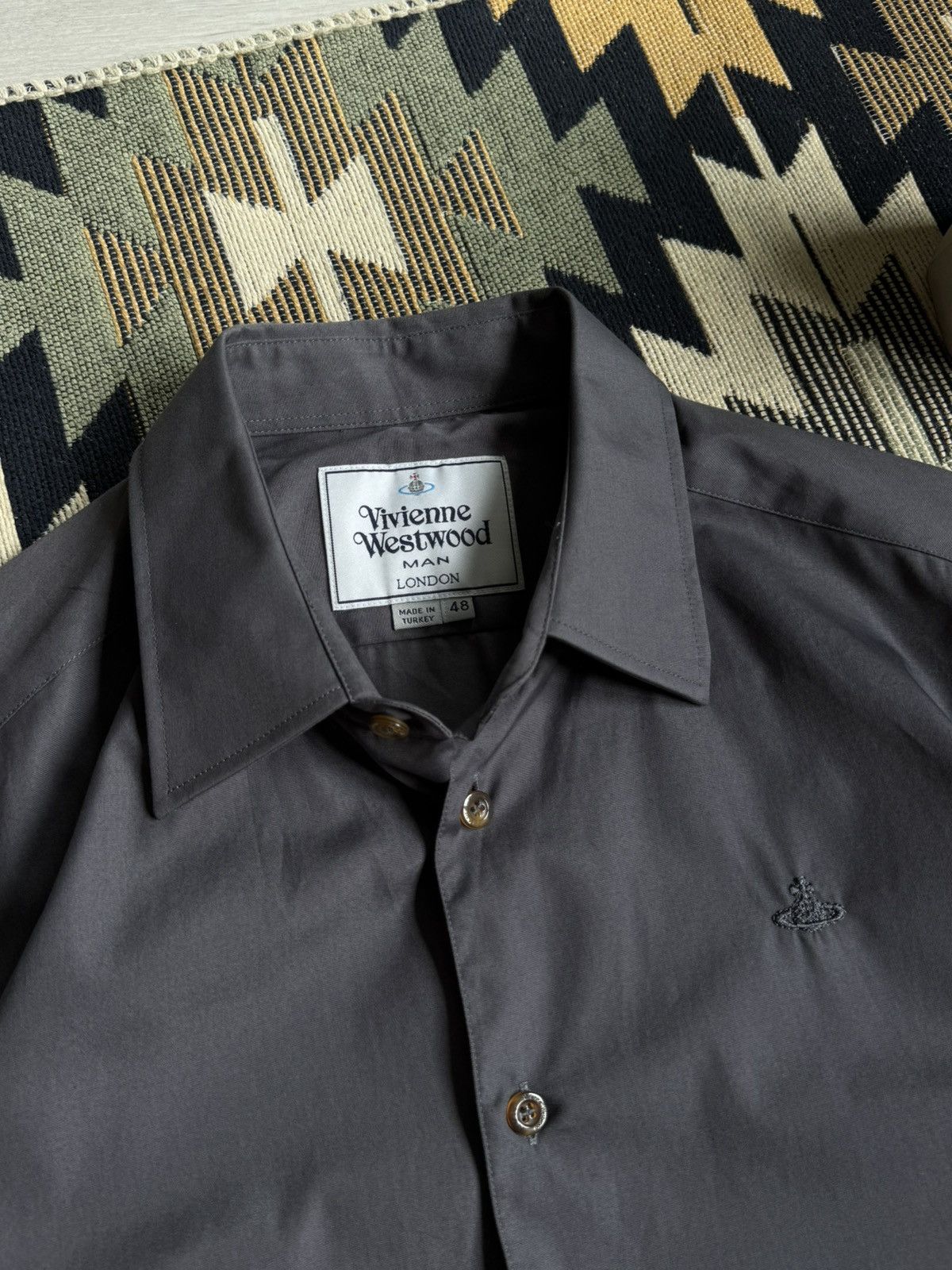 Vivienne Westwood Rare❗️Vivienne Westwood Gray Logo Button Up Shirt Size US M / EU 48-50 / 2 - 6 Thumbnail