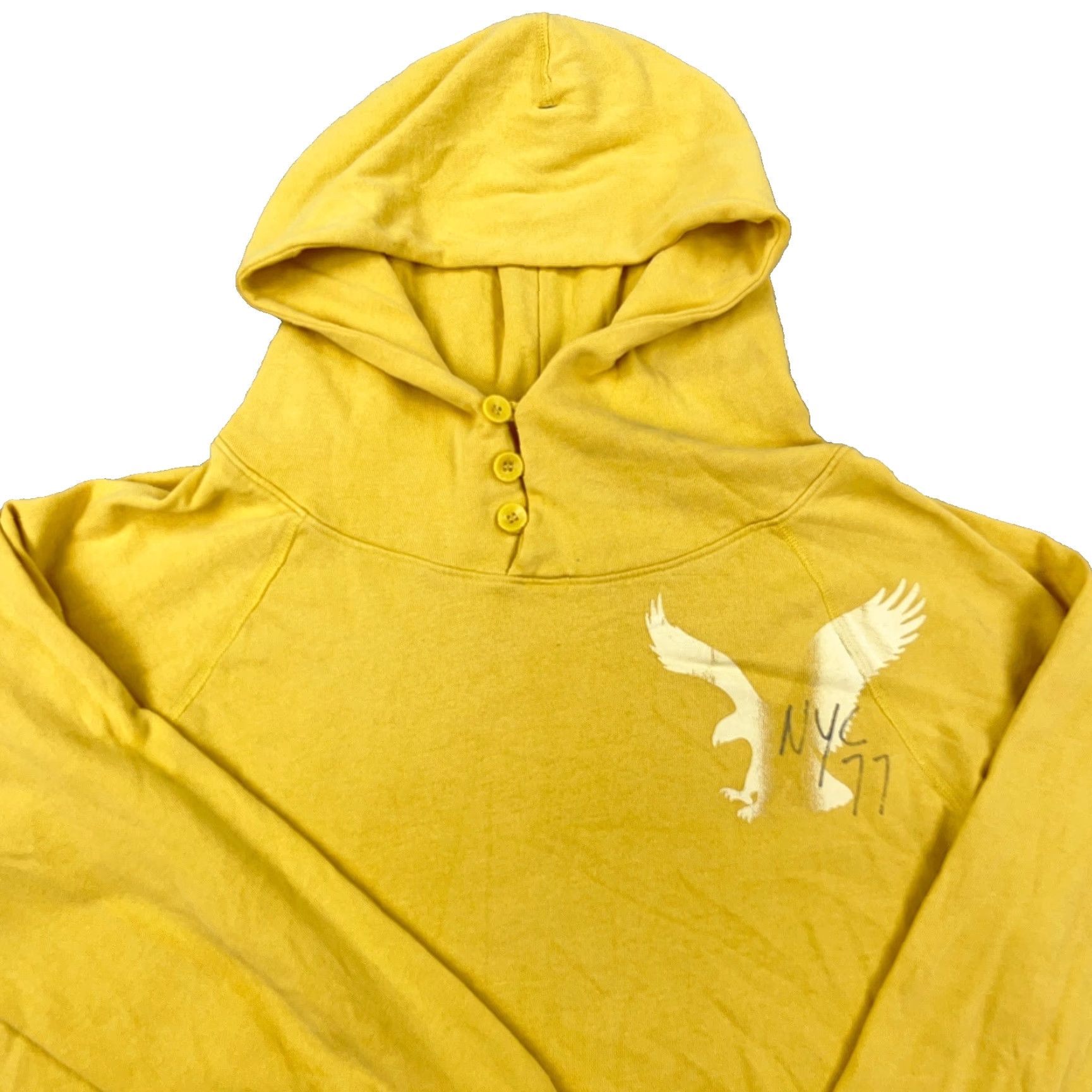 American Eagle Outfitters VINTAGE American Eagle Hoodie Shirt Women XL Yellow Pullover Fleece Logo AE77 Modern Preppy Pocketed Sweatshirt Womens Size XL / US 12-14 / IT 48-50 - 2 Thumbnail
