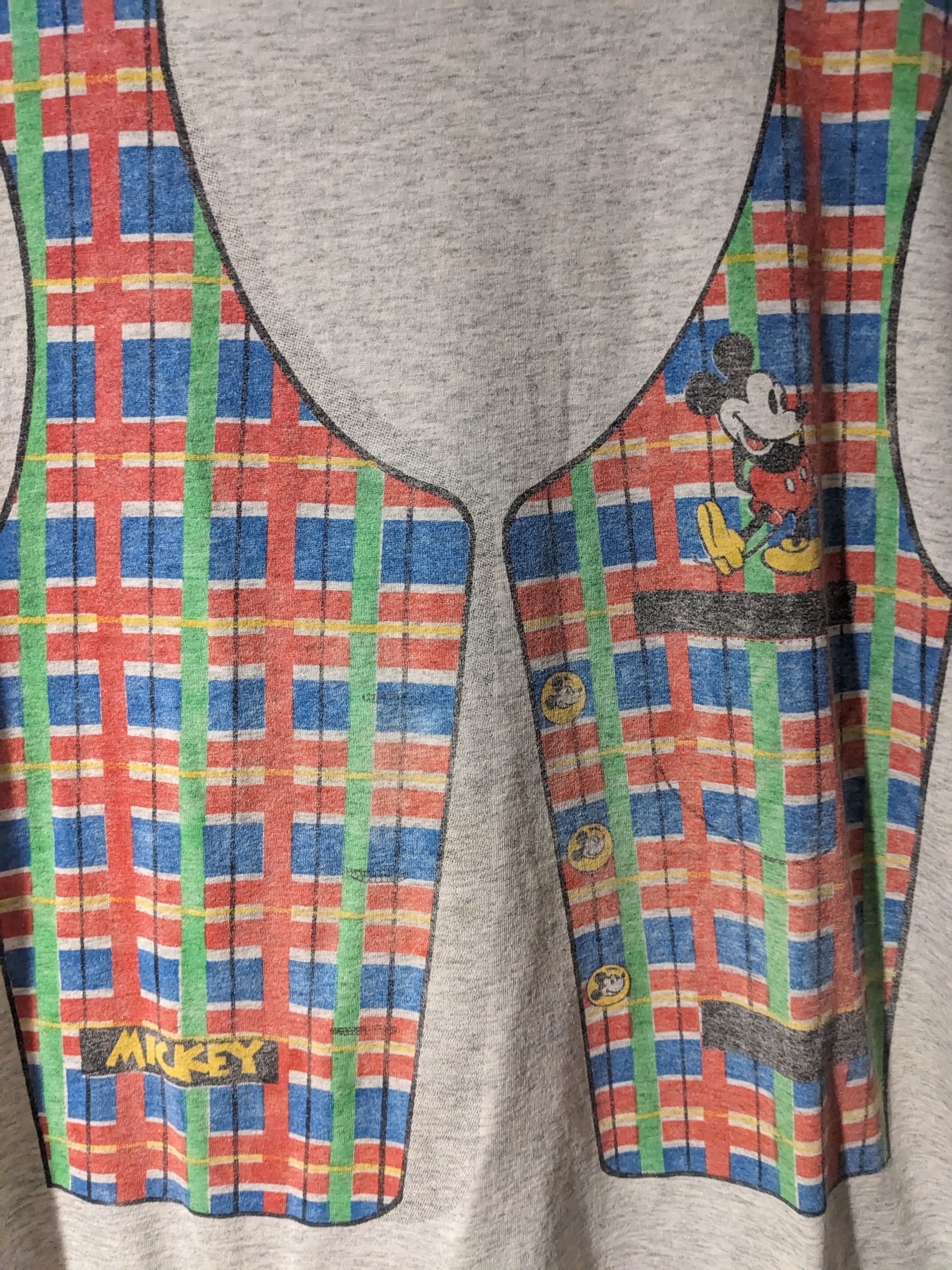 Disney × Vintage Vintage 90s Mickey Mouse Vest Disney Gray Large T-Shirt Size US L / EU 52-54 / 3 - 2 Thumbnail