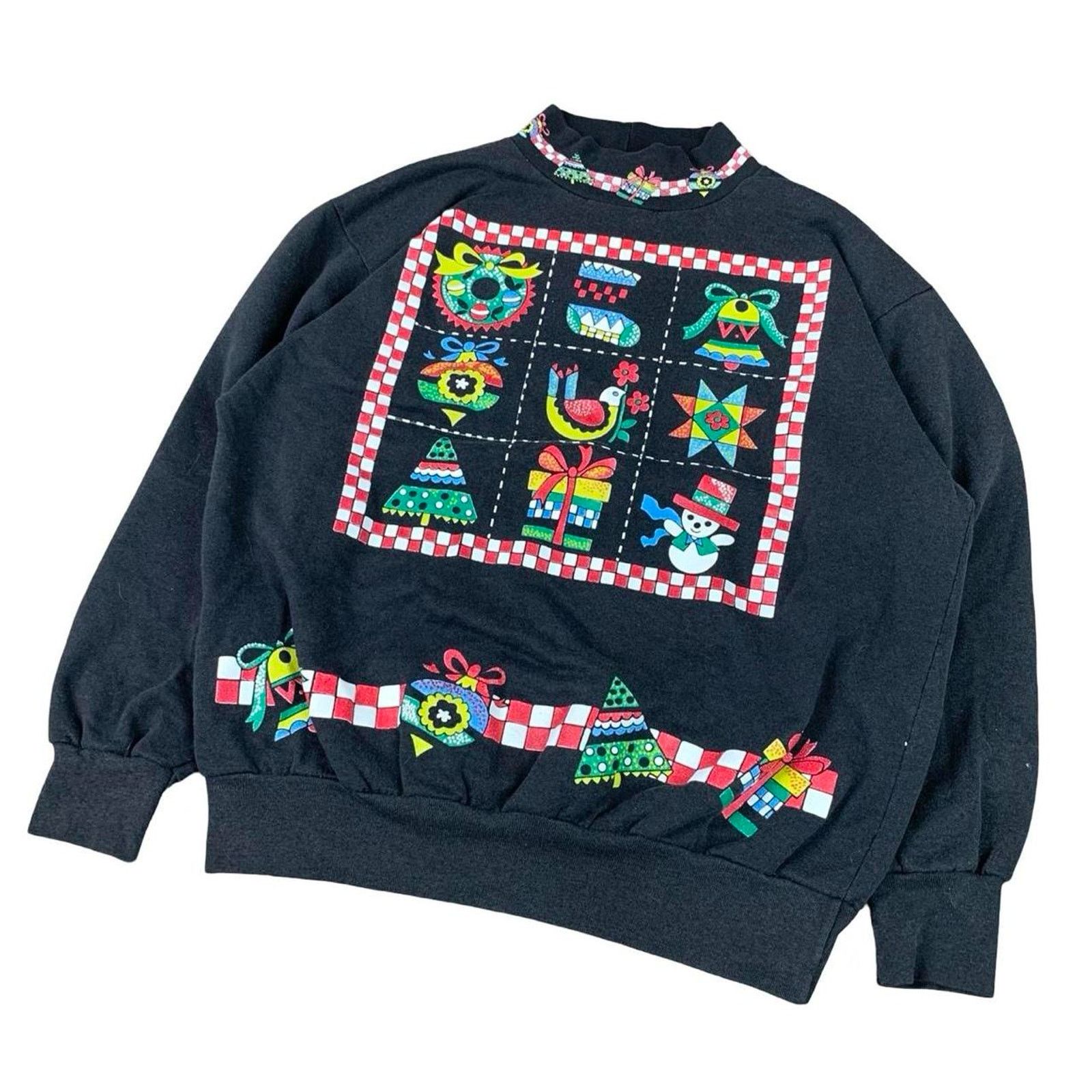 Vintage Vintage Coquette Christmas Holiday Mock Neck Sweatshirt Size M / US 6-8 / IT 42-44 - 1 Thumbnail