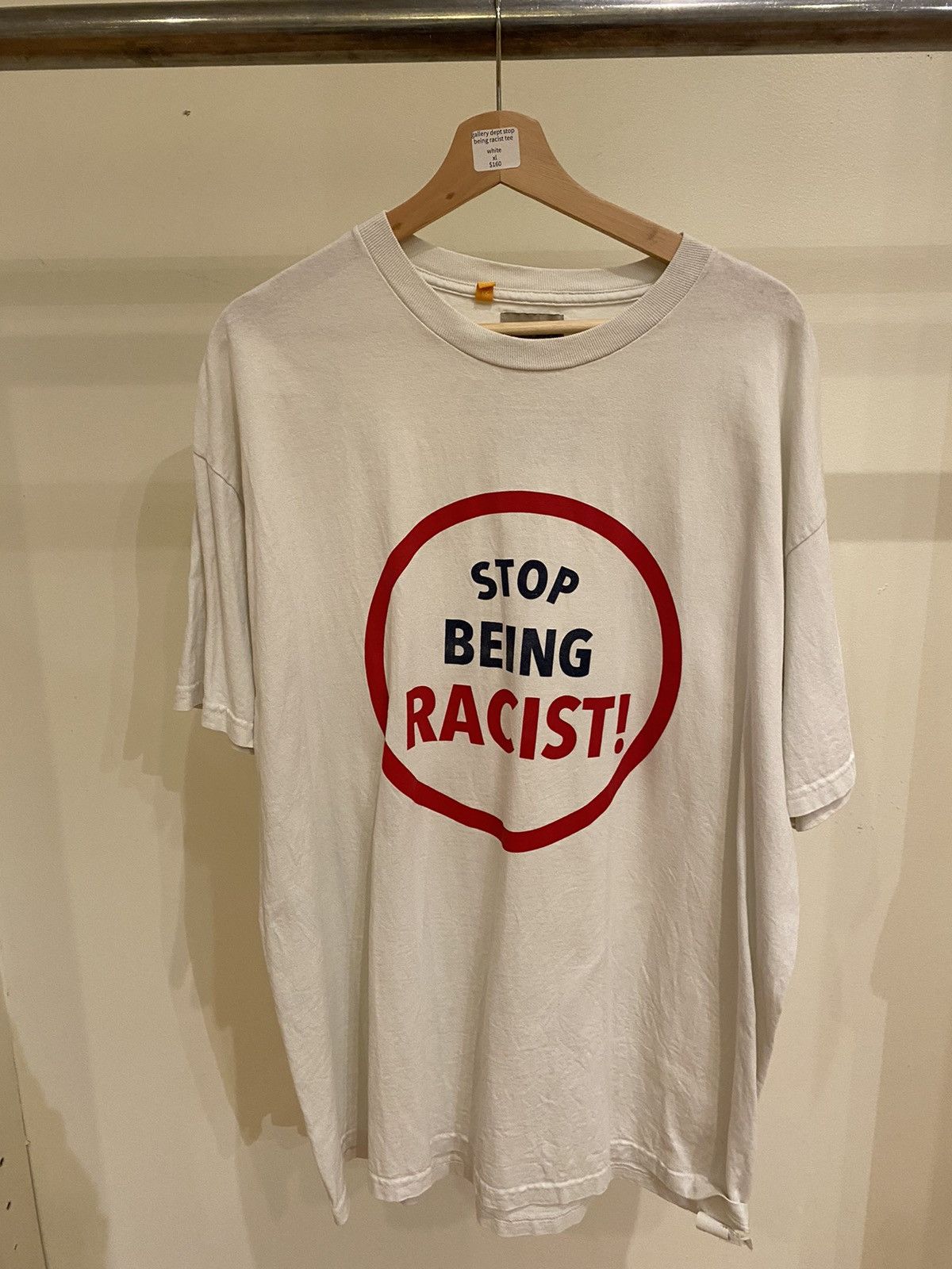 image of Gallery Dept. Stop Being Racist Tee in White, Men's (Size XL)