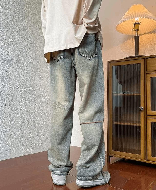 Vintage High street men's casual washed distressed embroidered jeans Size US 32 / EU 48 - 4 Thumbnail
