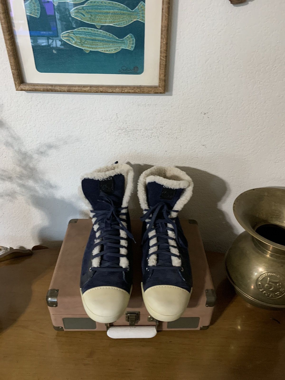 Gucci Suede Shearling Fashion Sneakers Size US 10.5 / EU 43-44 - 2 Thumbnail