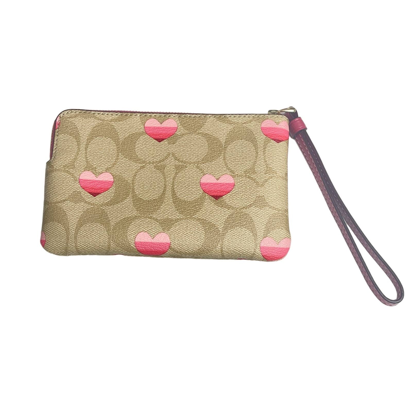 Coach Coach Corner Zip Wristlet In Signature Canvas Heart Size ONE SIZE - 5 Thumbnail