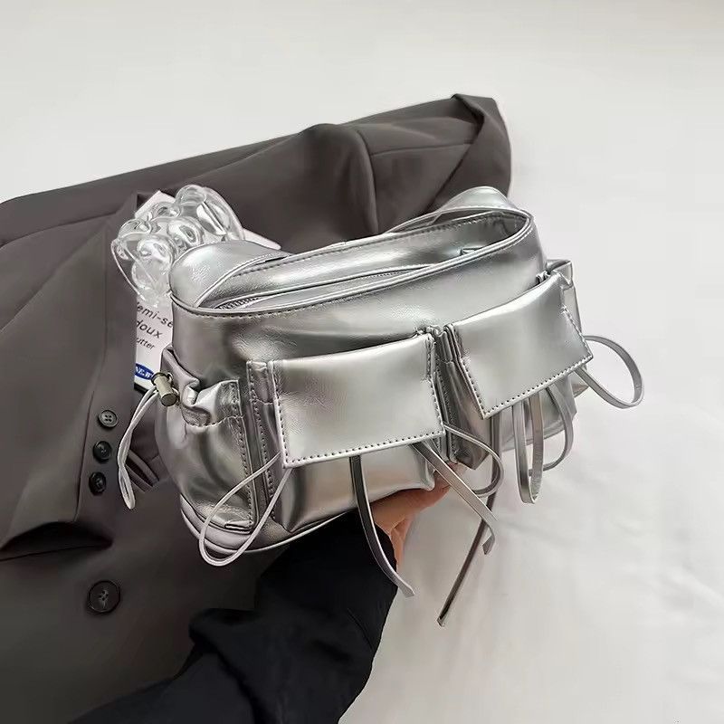 Other Vintage Y2k Style PU Leather Silver Metallic Shoulder Bag Size ONE SIZE - 4 Thumbnail