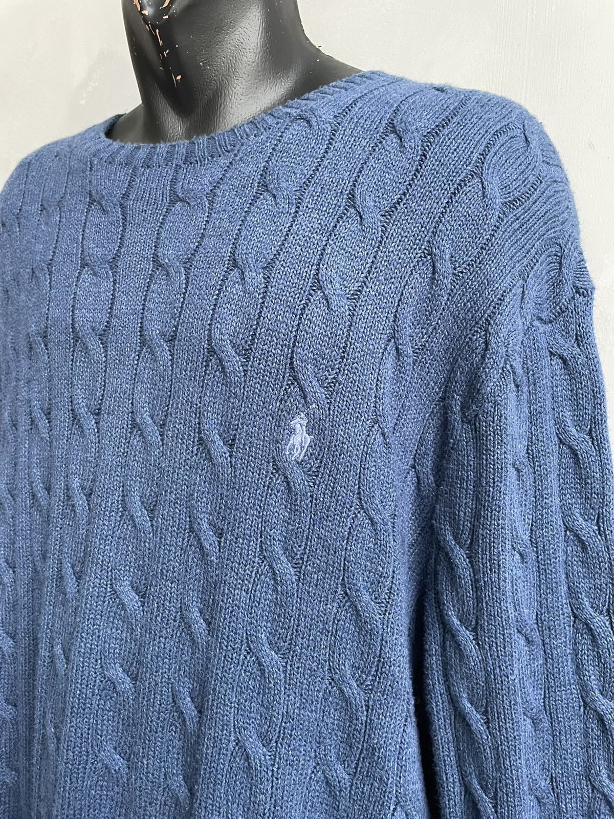 Polo Ralph Lauren Polo Blue Knit Sweater Heavy Oversized old money Style Size US XXL / EU 58 / 5 - 3 Thumbnail