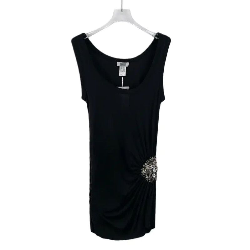 Moschino Moschino Black Silk Dress with Embellishment 0089 Size M / US 6-8 / IT 42-44 - 1 Thumbnail