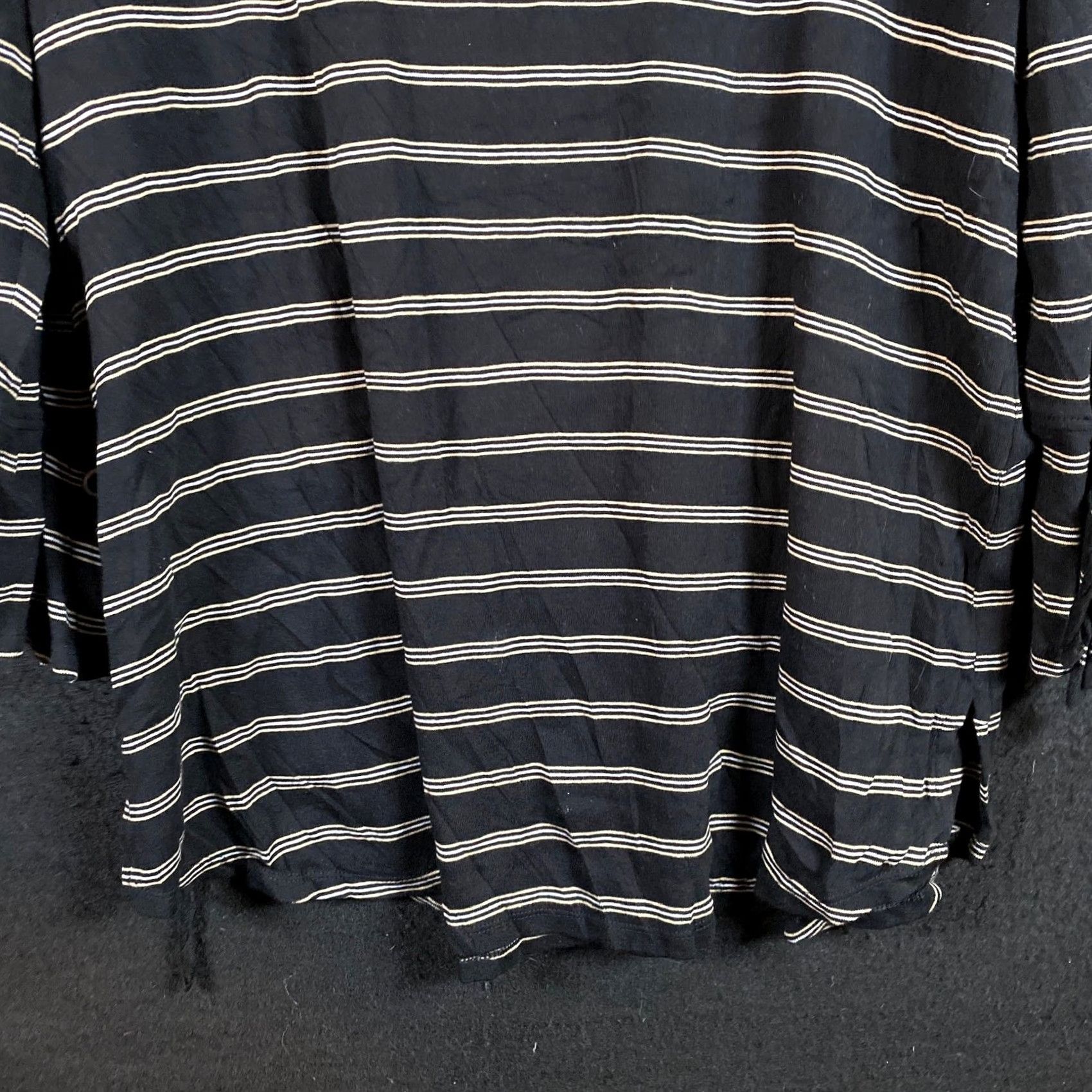 J. Jill J.Jill Shirt Black Striped Pima Tie Sleeve L Jersey Cotton 3/4 Sleeve Casual Womens Size L / US 10 / IT 46 - 3 Thumbnail
