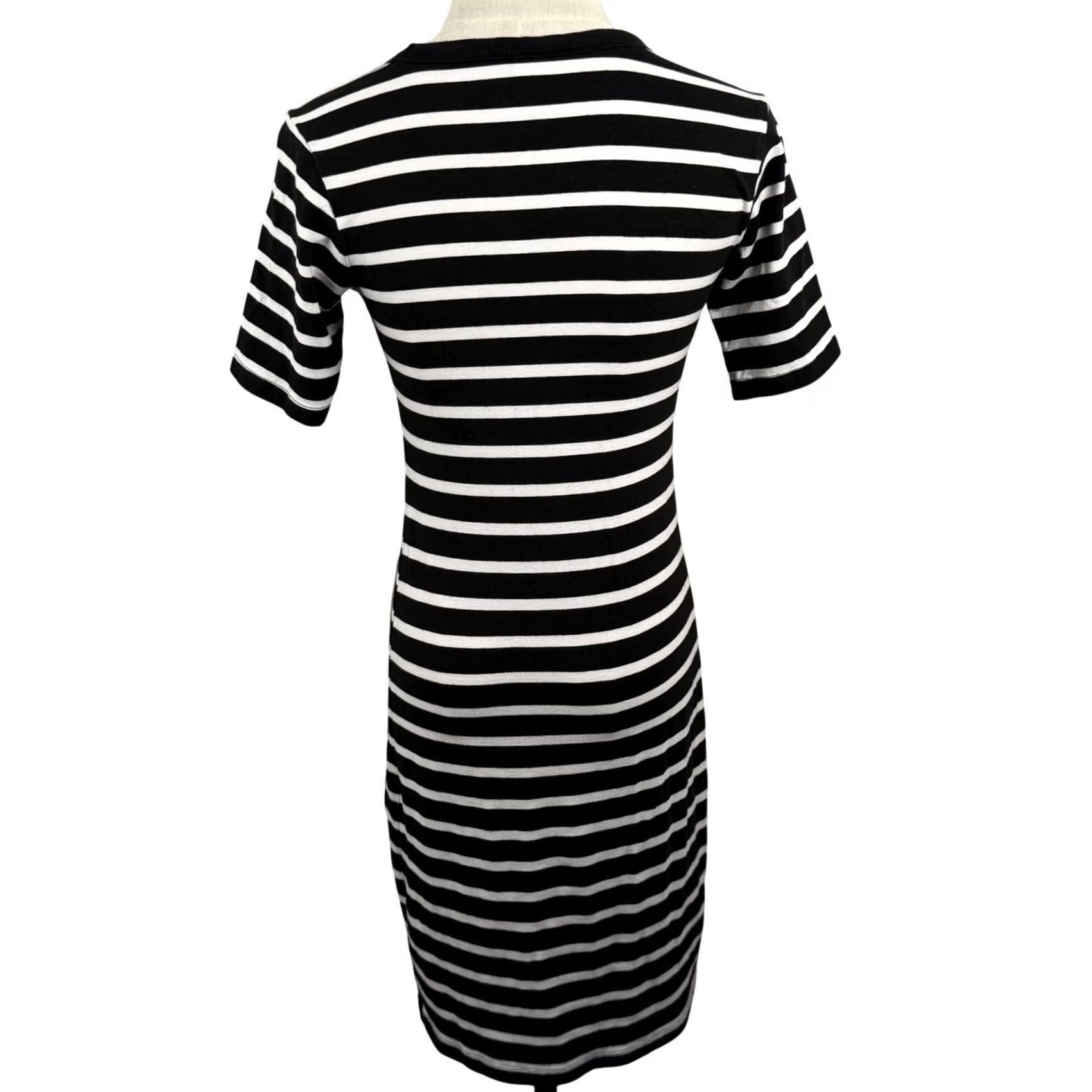 Old Navy Old Navy XS T Shirt Dress Black White Striped Cotton Modal Stretch Size XS / US 0-2 / IT 36-38 - 2 Thumbnail