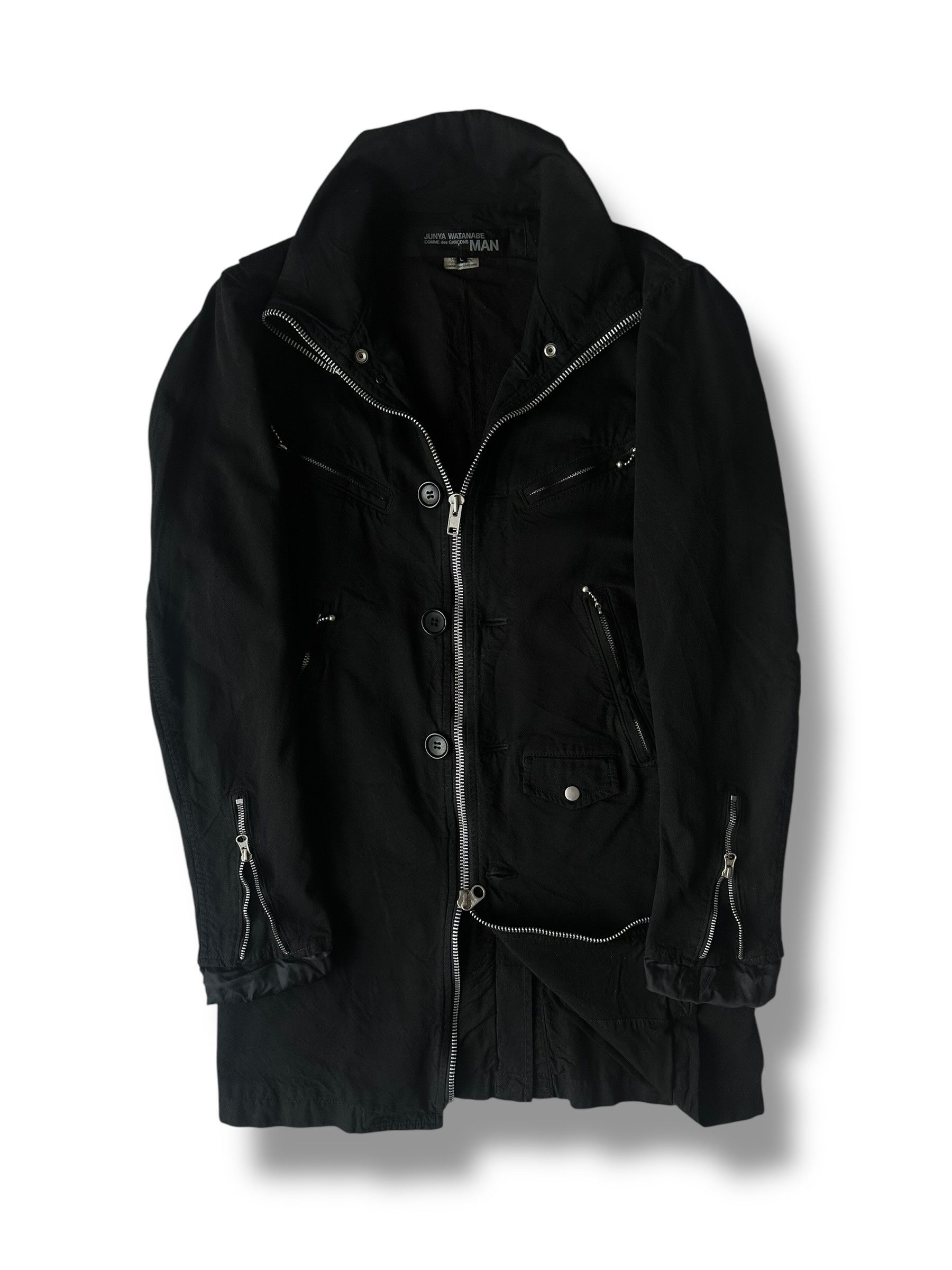 Junya Watanabe F/W07 Junya Watanabe Comme Des Garcons Runway Zip Black Coat Size US L / EU 52-54 / 3 - 2 Thumbnail