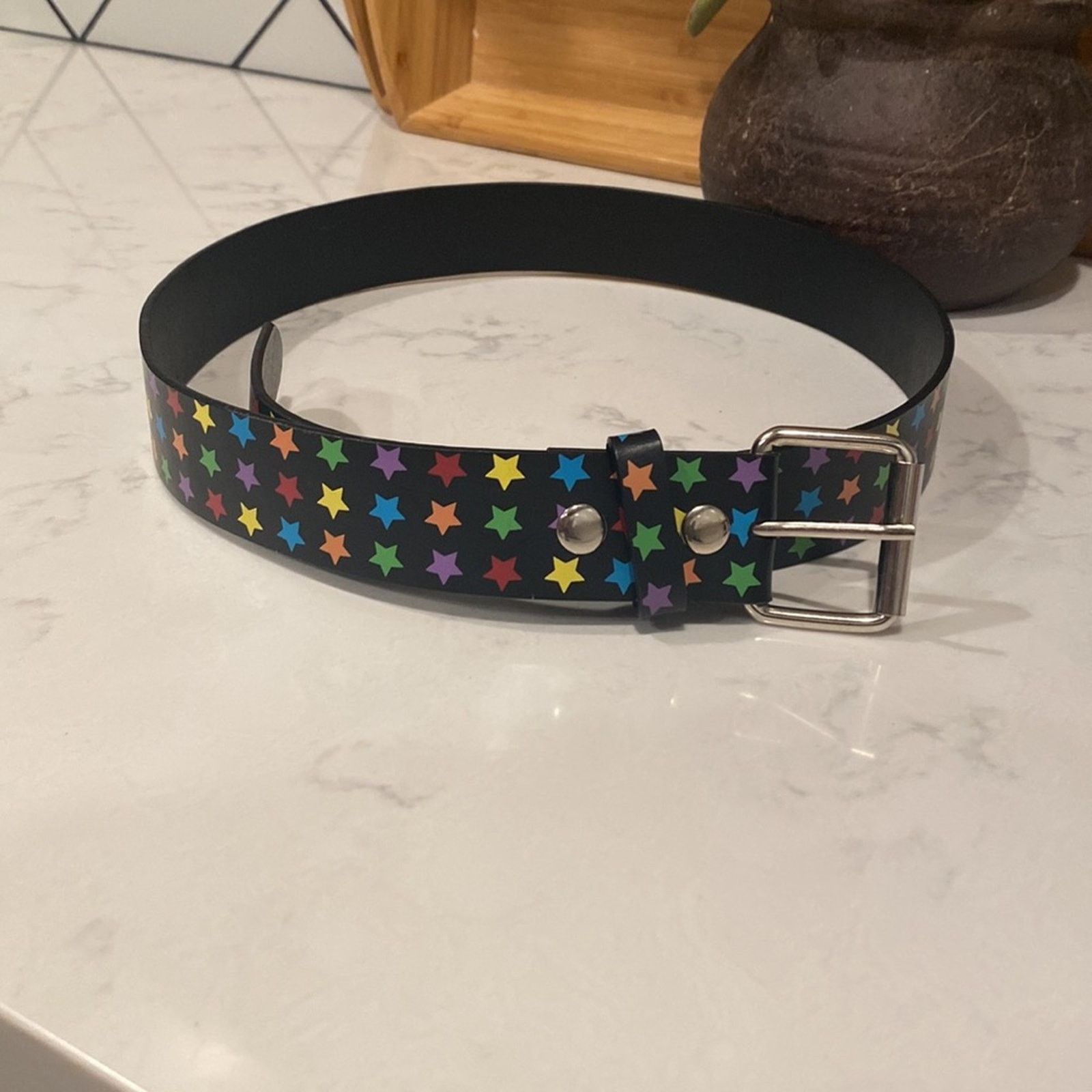 Other Rainbow star bonded leather belt grunge animé punk unisex Size ONE SIZE - 2 Thumbnail