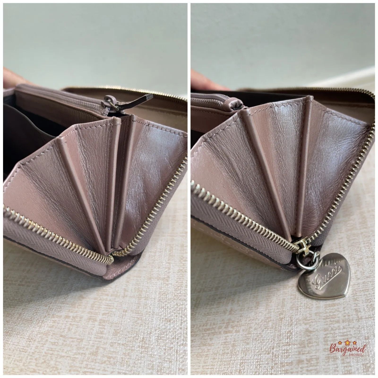 Gucci GUCCI Pink Metallic Microguccissima Zip Around Heart Wallet Size ONE SIZE - 6 Thumbnail