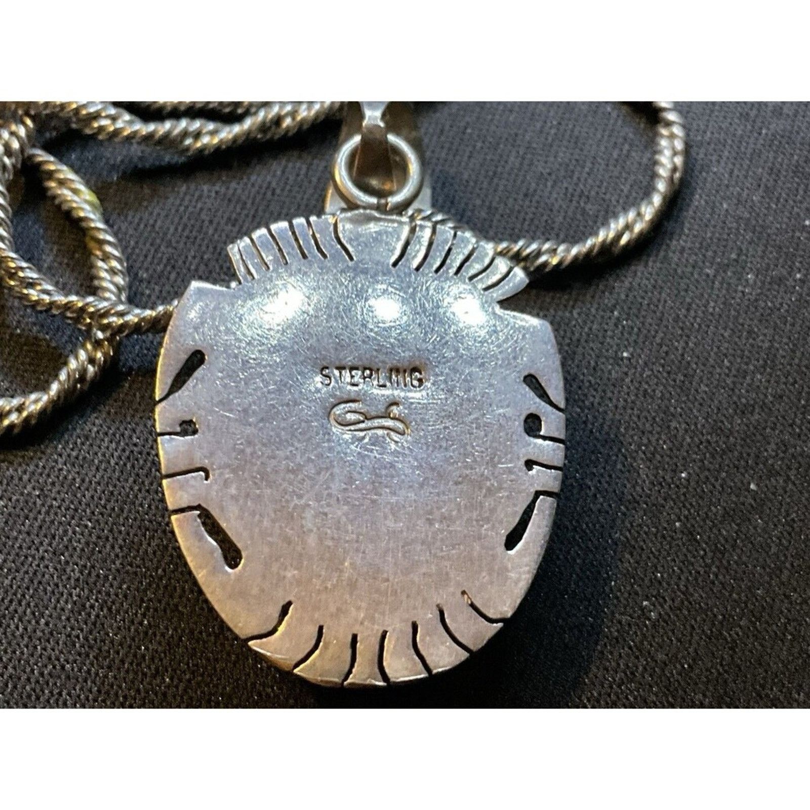 Other Sterling Rare Navajo Pendant With Chardite Stone 17in Chain Size ONE SIZE - 4 Thumbnail