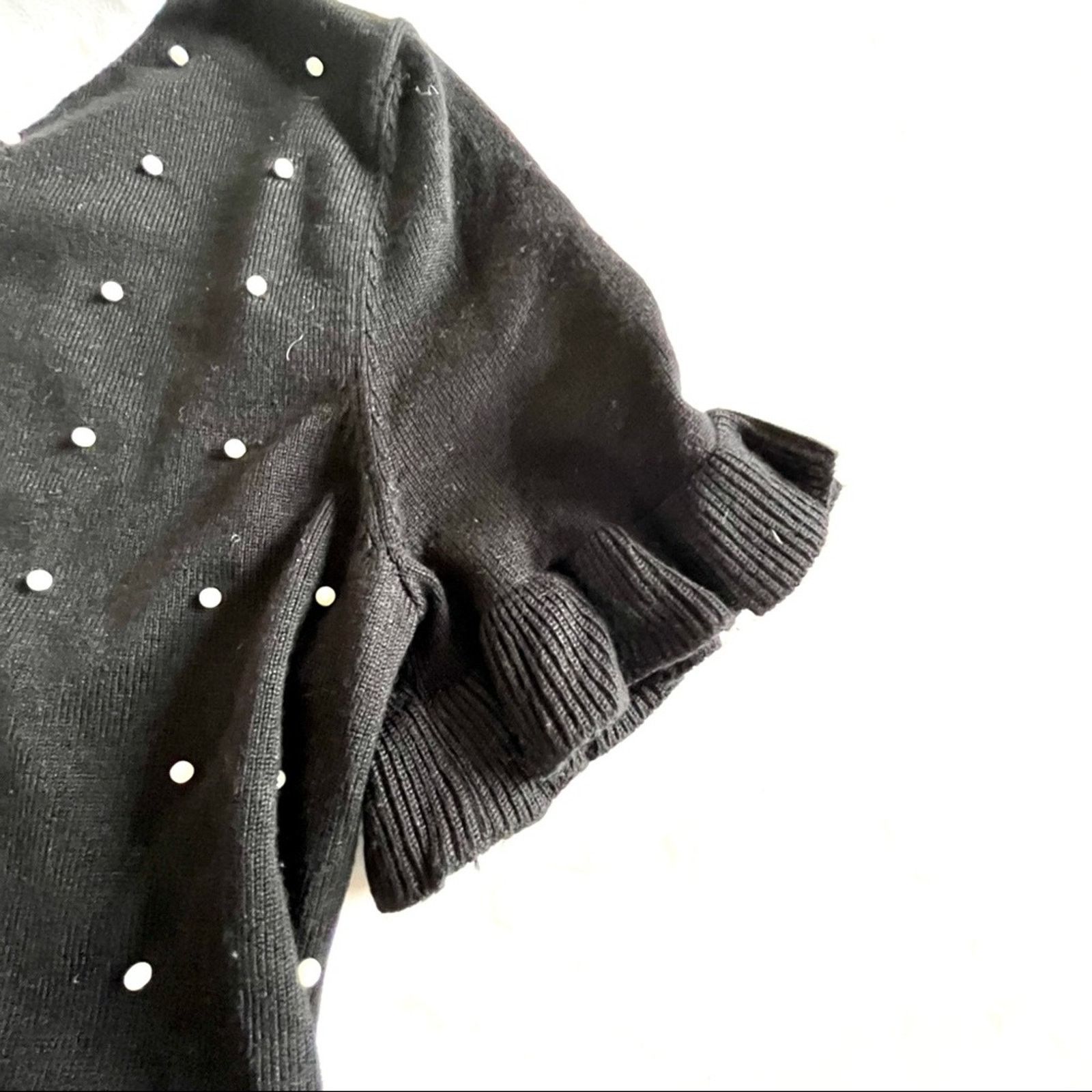 Karl Lagerfeld Karl Lagerfeld black knit pearl detail sweater size XS Size XS / US 0-2 / IT 36-38 - 7 Thumbnail