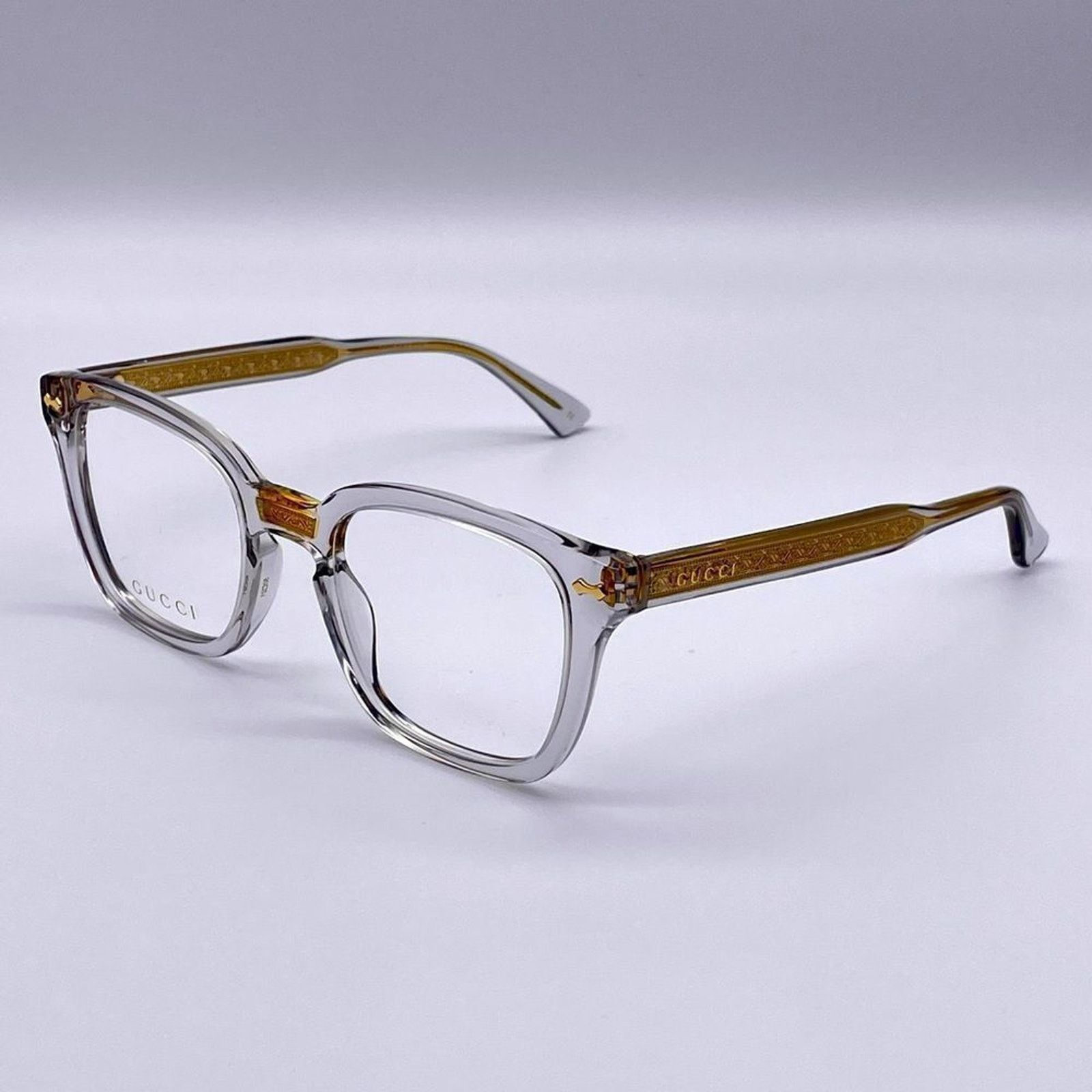 Gucci NEW GUCCI GG0184O 005 Grey/Grey Transparent UnisexEyeglasses Size ONE SIZE - 4 Thumbnail