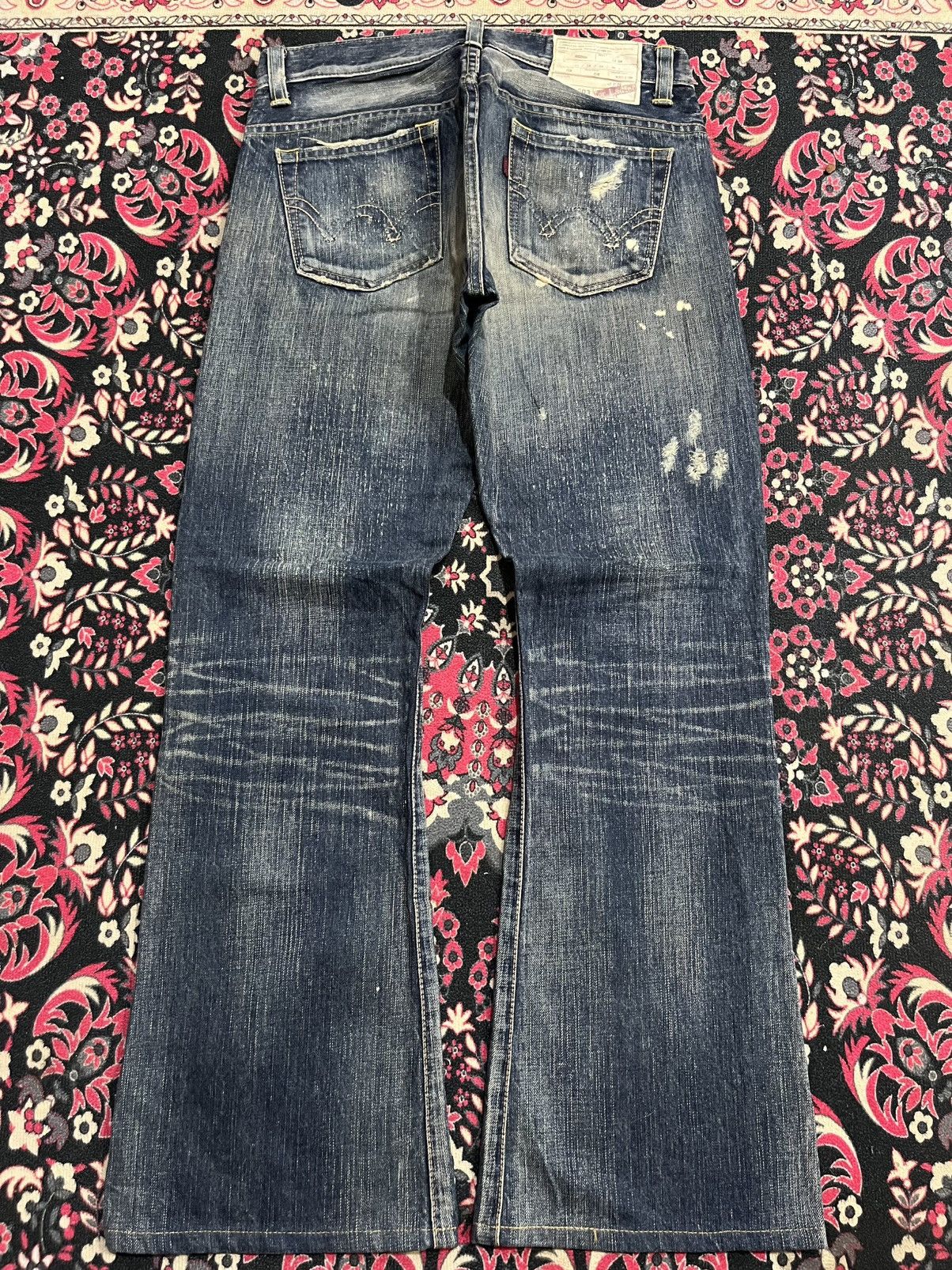 If Six Was Nine Edwin 503 Sashiko Pocket Studded Skull Painting Flare Jeans Size 28" / US 6 / IT 42 - 2 Thumbnail