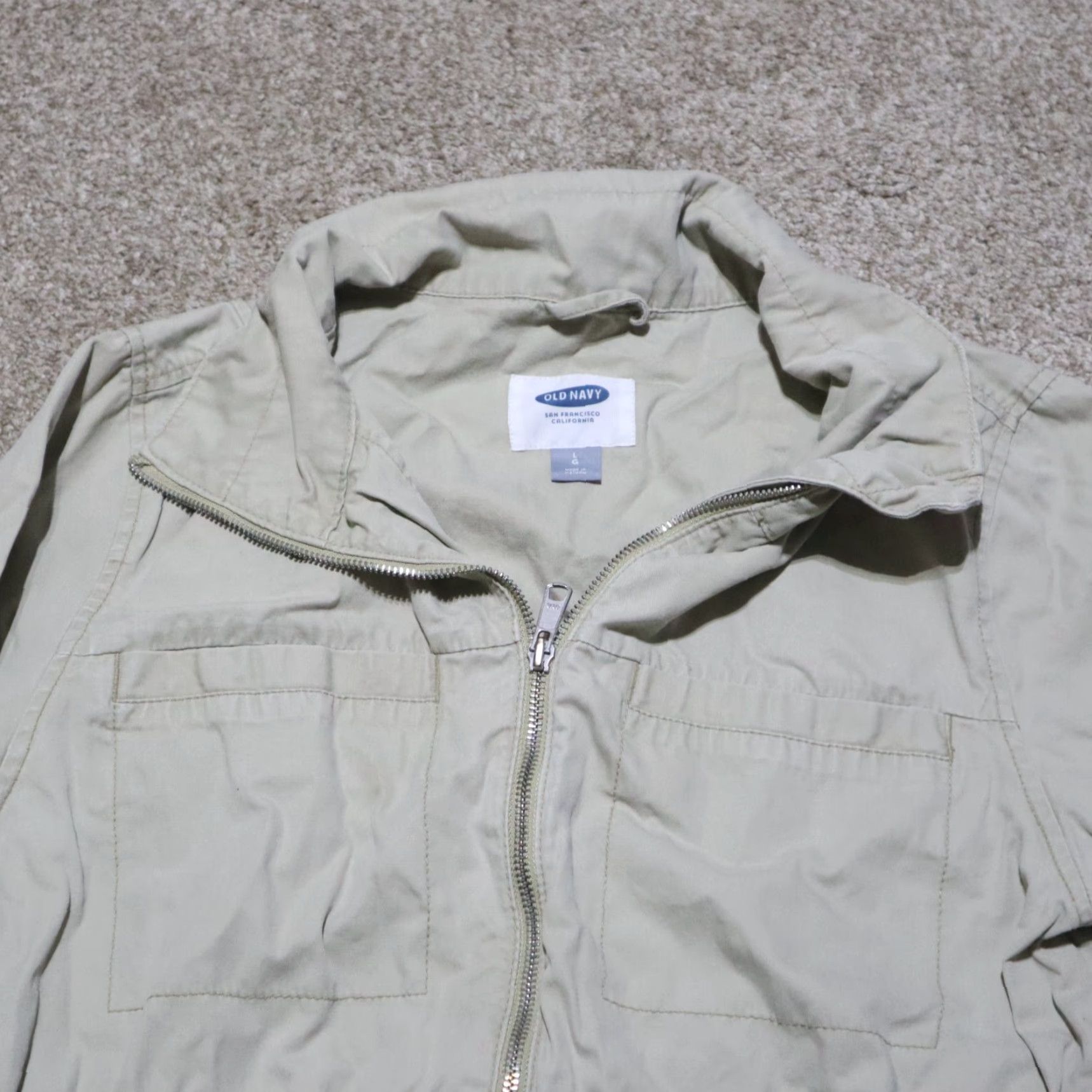 Old Navy VINTAGE Old Navy Women's Jacket Long Sleeve Full Zip Pockets Beige 2010s Size Large Size L / US 10 / IT 46 - 2 Thumbnail