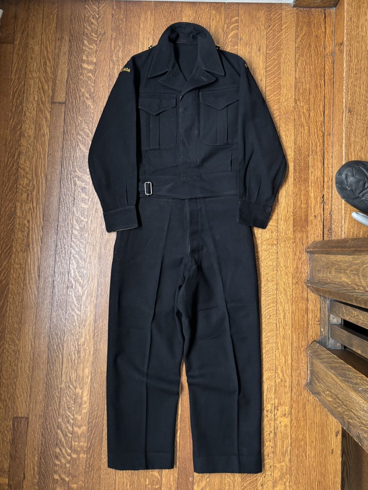 Vintage 1950s Wool Suit WW2 Korean War Canadian Battledress Set Size 36R - 19 Thumbnail