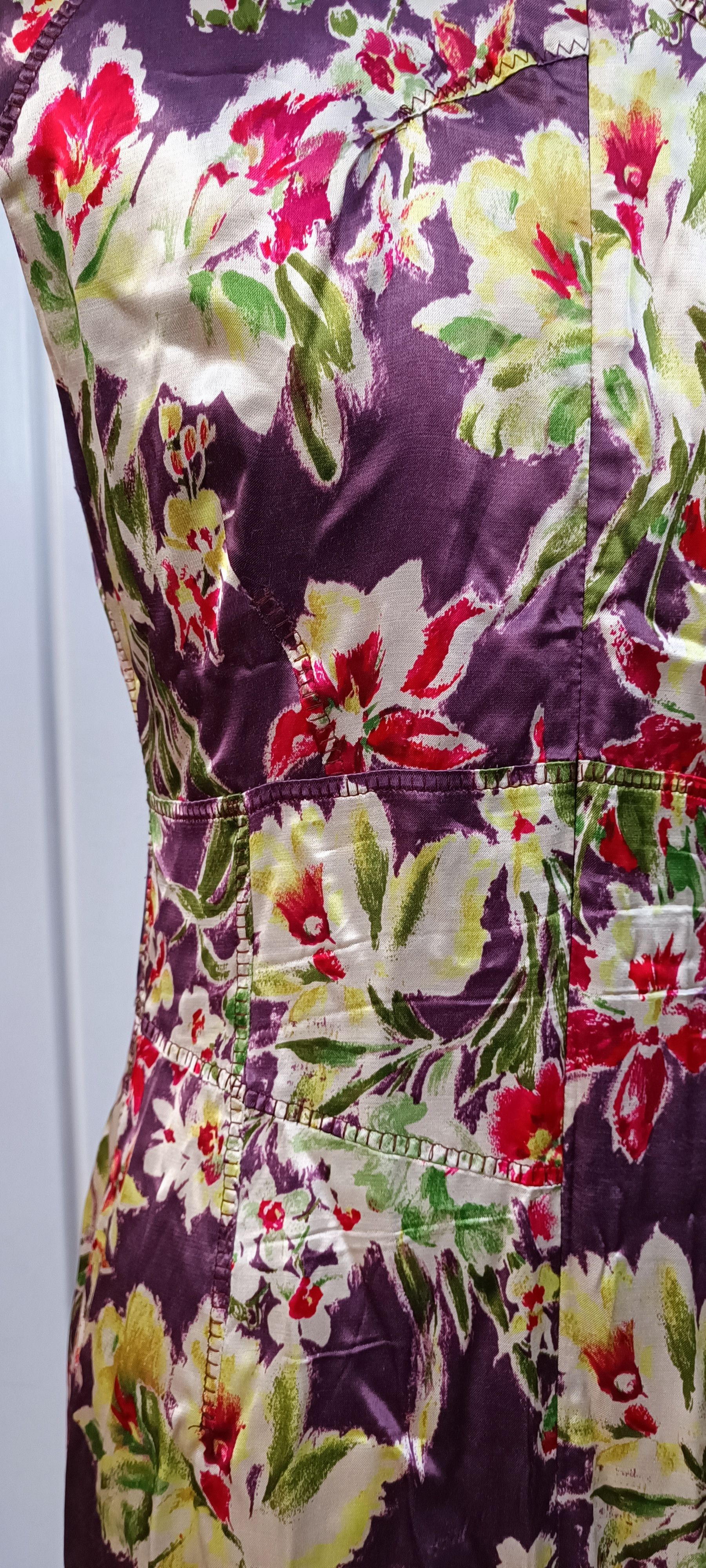 Jean Paul Gaultier 2000's- Midi dress in shiny purple satin Size M / US 6-8 / IT 42-44 - 12 Thumbnail