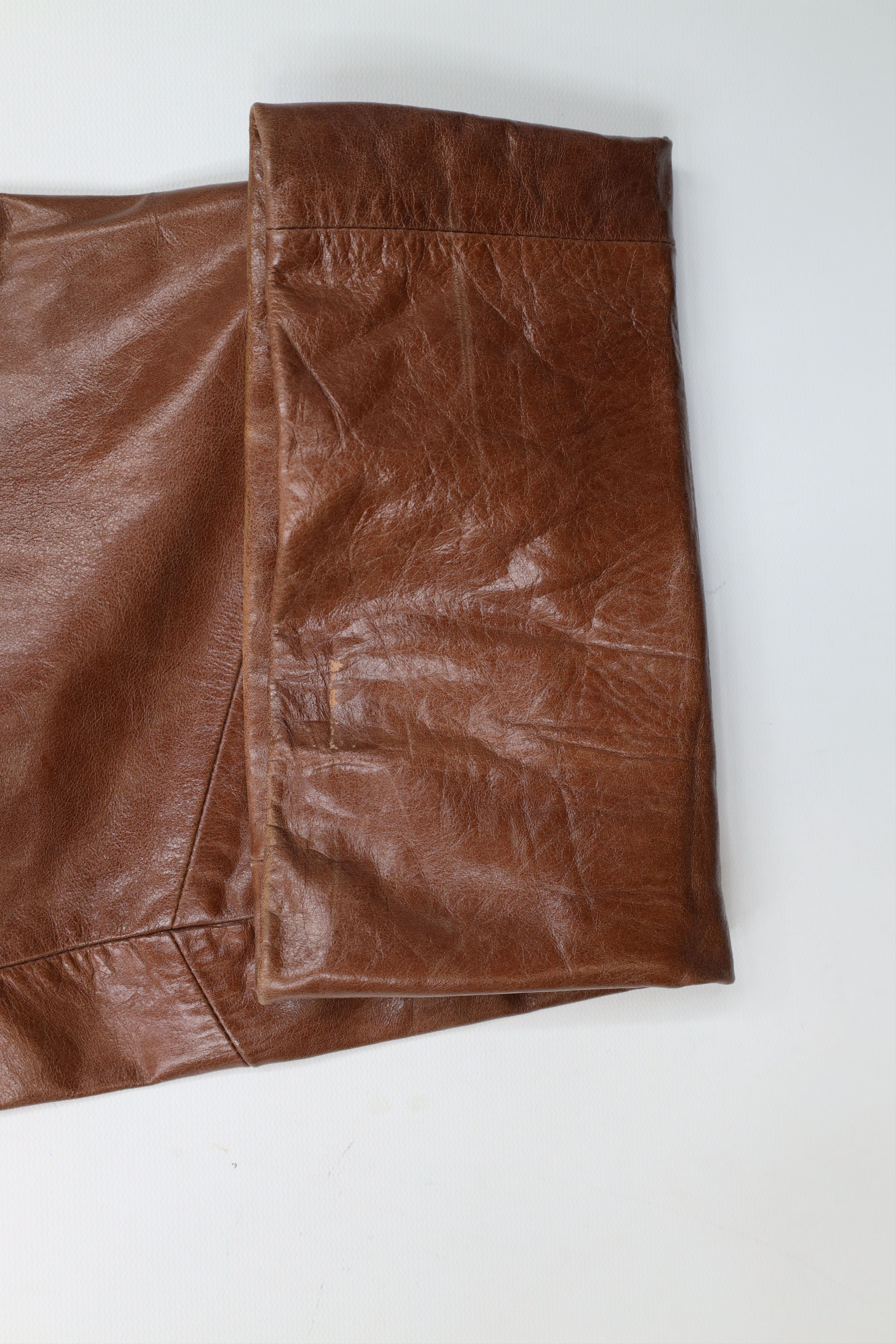Vintage Vintage 90s Streetwear Pelle Leather Flared Pants Brown Size 36" / US 14 / IT 50 - 5 Thumbnail