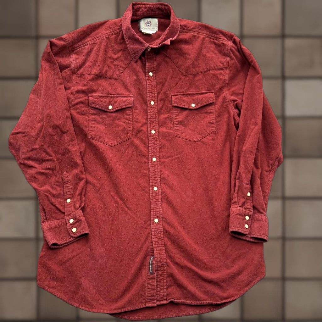 The Territory Ahead The Territory Ahead Shirt Mens 2XL Red Solid Western Snap Long Sleeve Cotton Size US XXL / EU 58 / 5 - 1 Thumbnail
