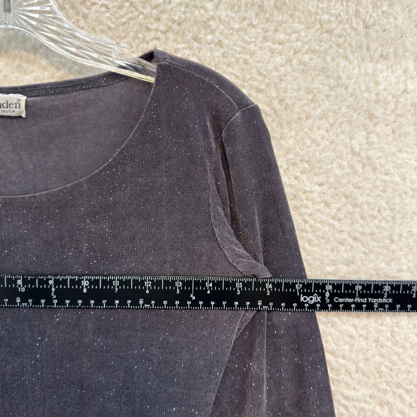 Vintage VINTAGE 90s Jonden Purple Grey Slinky Stretch Glitter Sparkle Long Sleeve Shirt M Womens Size M / US 6-8 / IT 42-44 - 4 Thumbnail