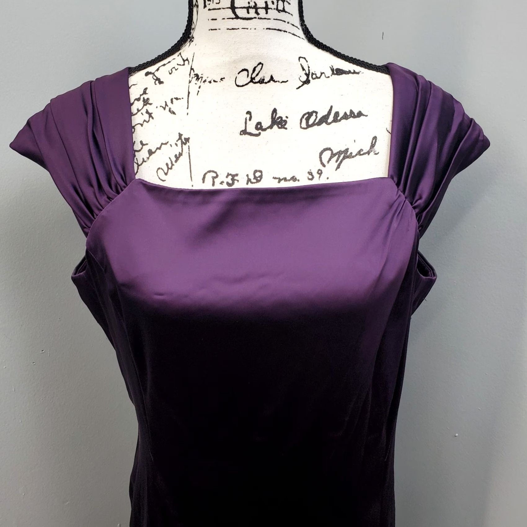 Calvin Klein Calvin Klein Cocktail Dress Womens Size 14 Purple Stretch Sleeveless Pleated Back Zip Size XL / US 12-14 / IT 48-50 - 3 Thumbnail