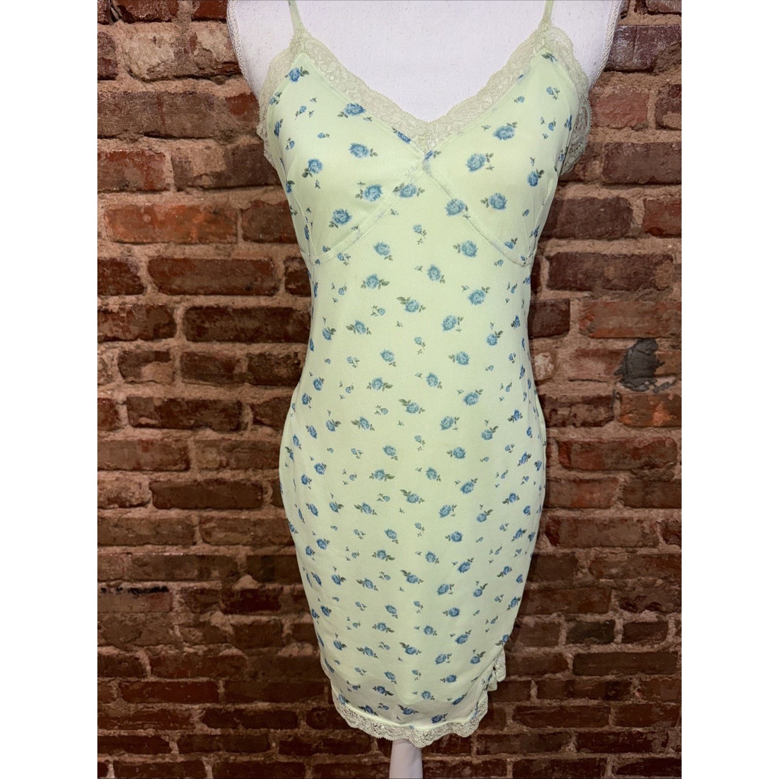 Target Basics Wild Fable Coquette Fairy Mesh Green Floral Slip Dress Sz M Size M / US 6-8 / IT 42-44 - 2 Thumbnail