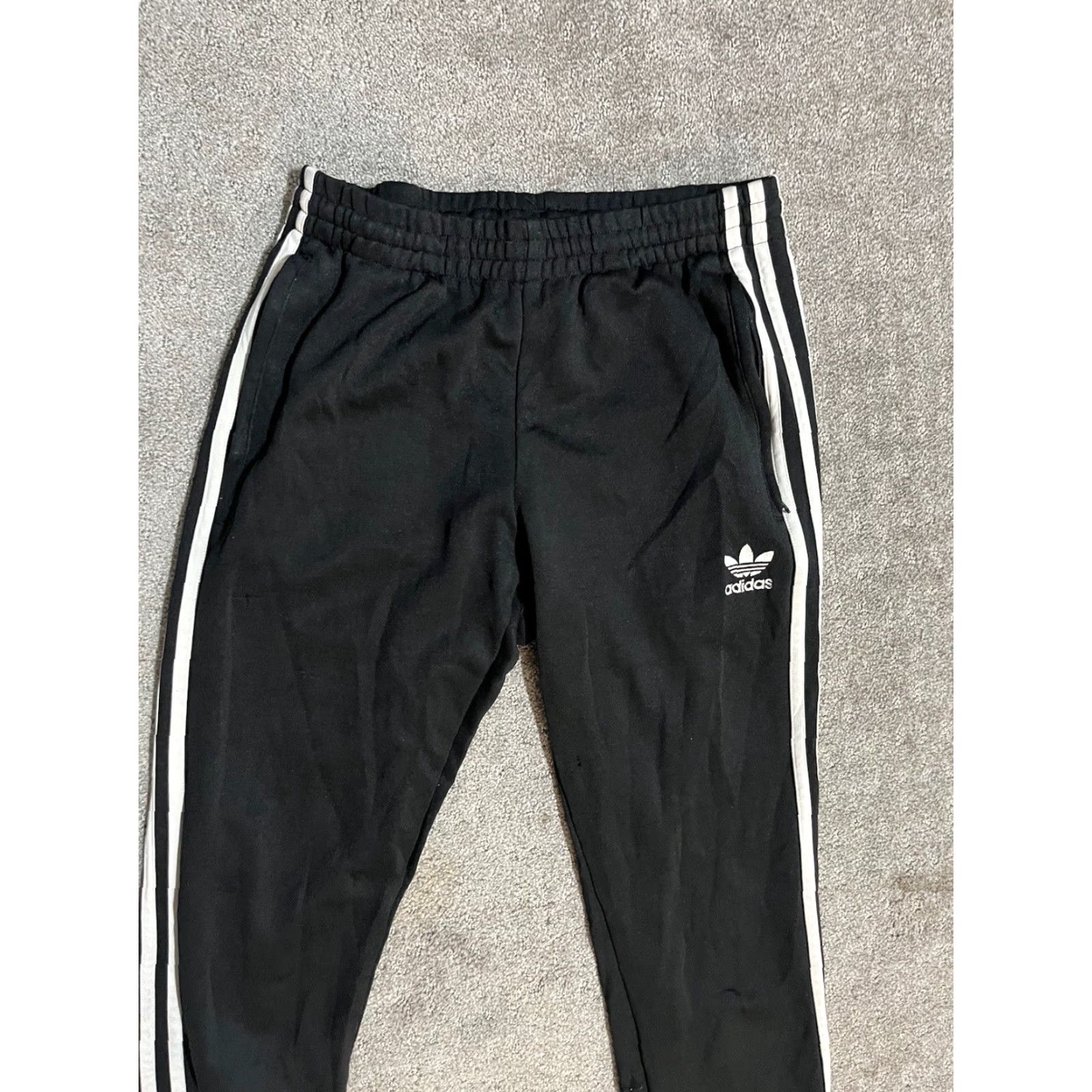 Adidas Adidas Black Cuffed Tracksuit Bottoms Men's Activewear US Small Football Gym Size 36R - 2 Thumbnail