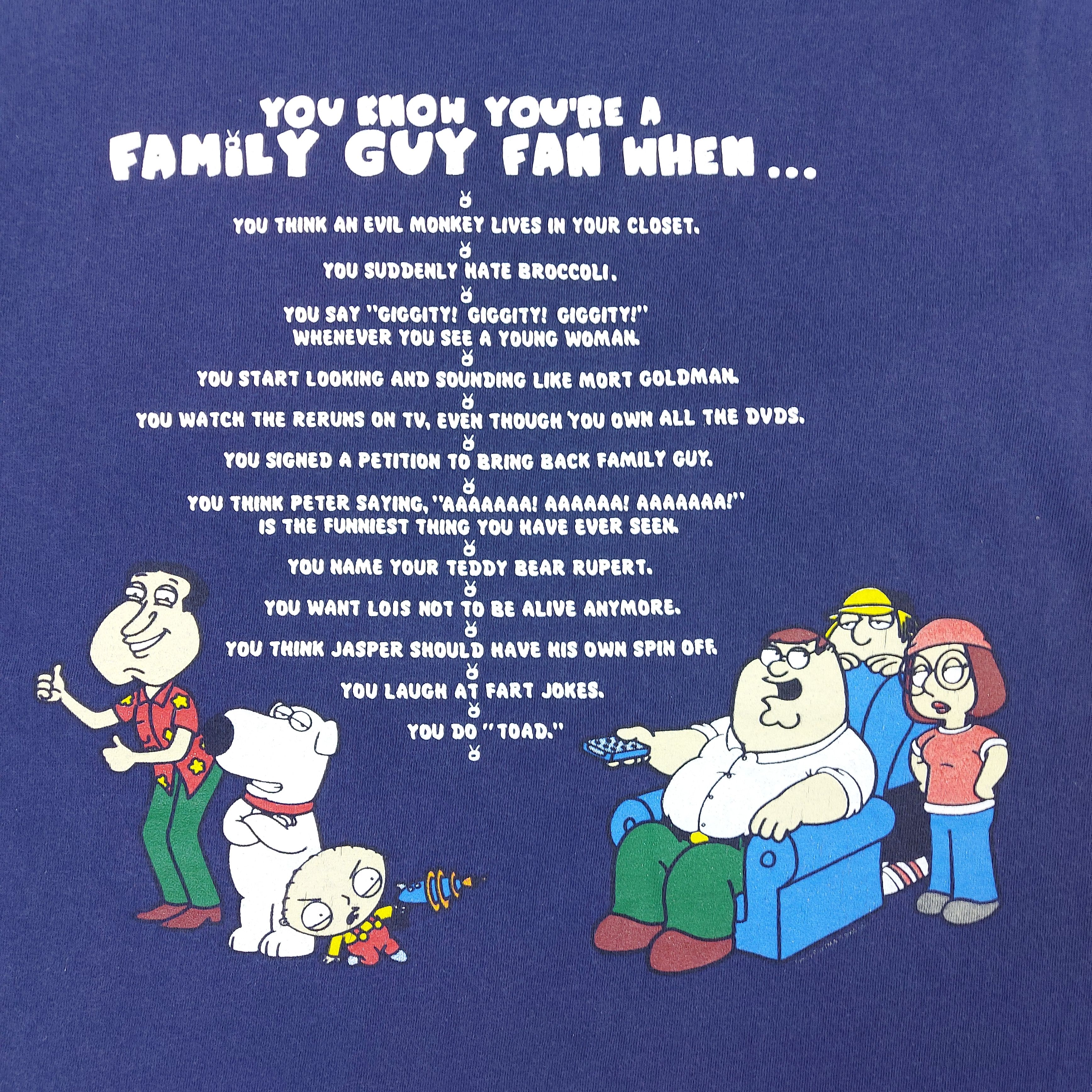 Cartoon Network VTG 2005 Family Guy You Know You’re A Family Guy Fan When T Size US L / EU 52-54 / 3 - 2 Thumbnail