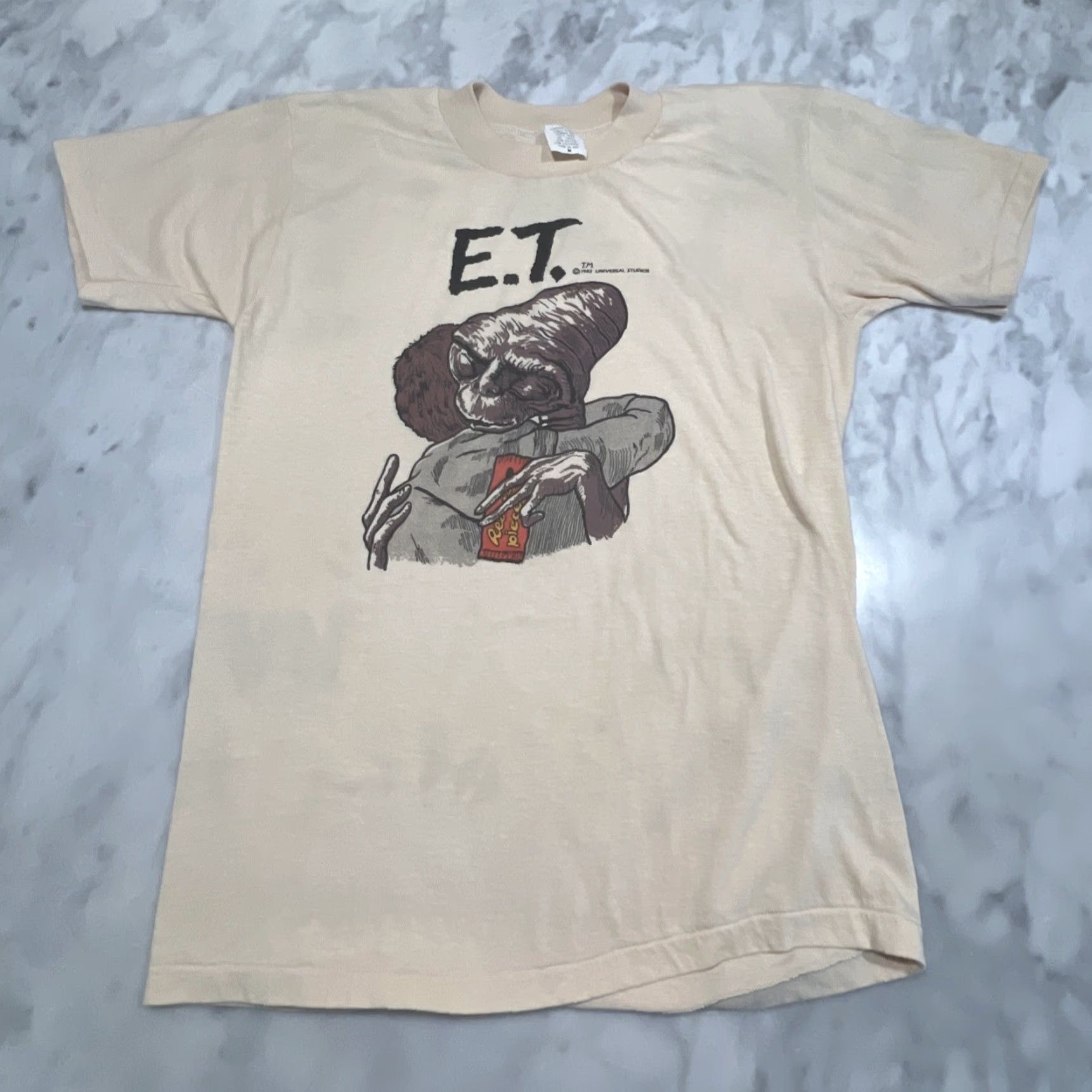 Vintage VINTAGE Universal Studios E.T. Graphic Tee Men's Medium Beige 1980s Single Stitch Size US M / EU 48-50 / 2 - 3 Thumbnail