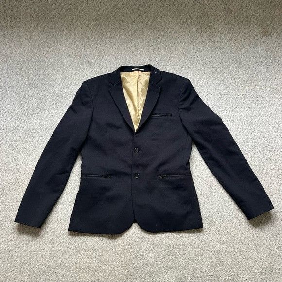 RNT23 Ron Tomson RNT23 Men’s Black Sport Coat Blazer Jacket Zipper Size 40R - 1 Thumbnail