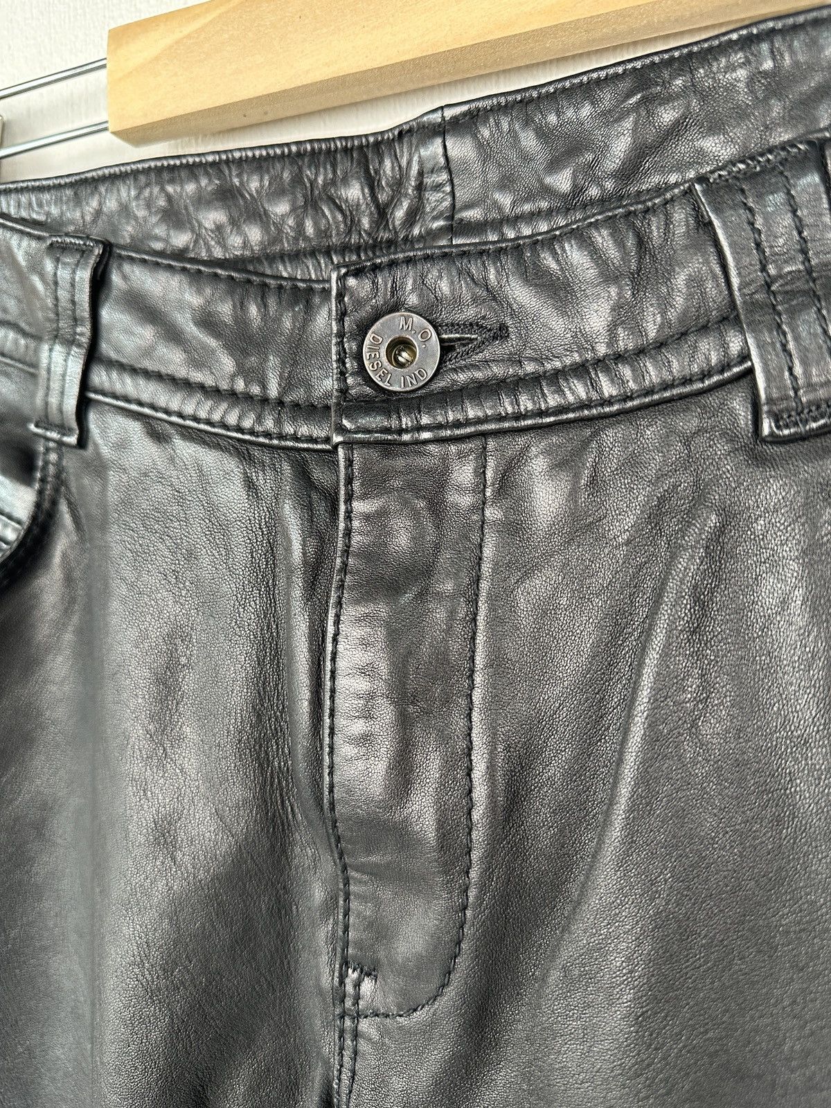 Diesel Y2K DIESEL 100% Leather Black Pants size 29 Vintage Size 29" - 7 Thumbnail
