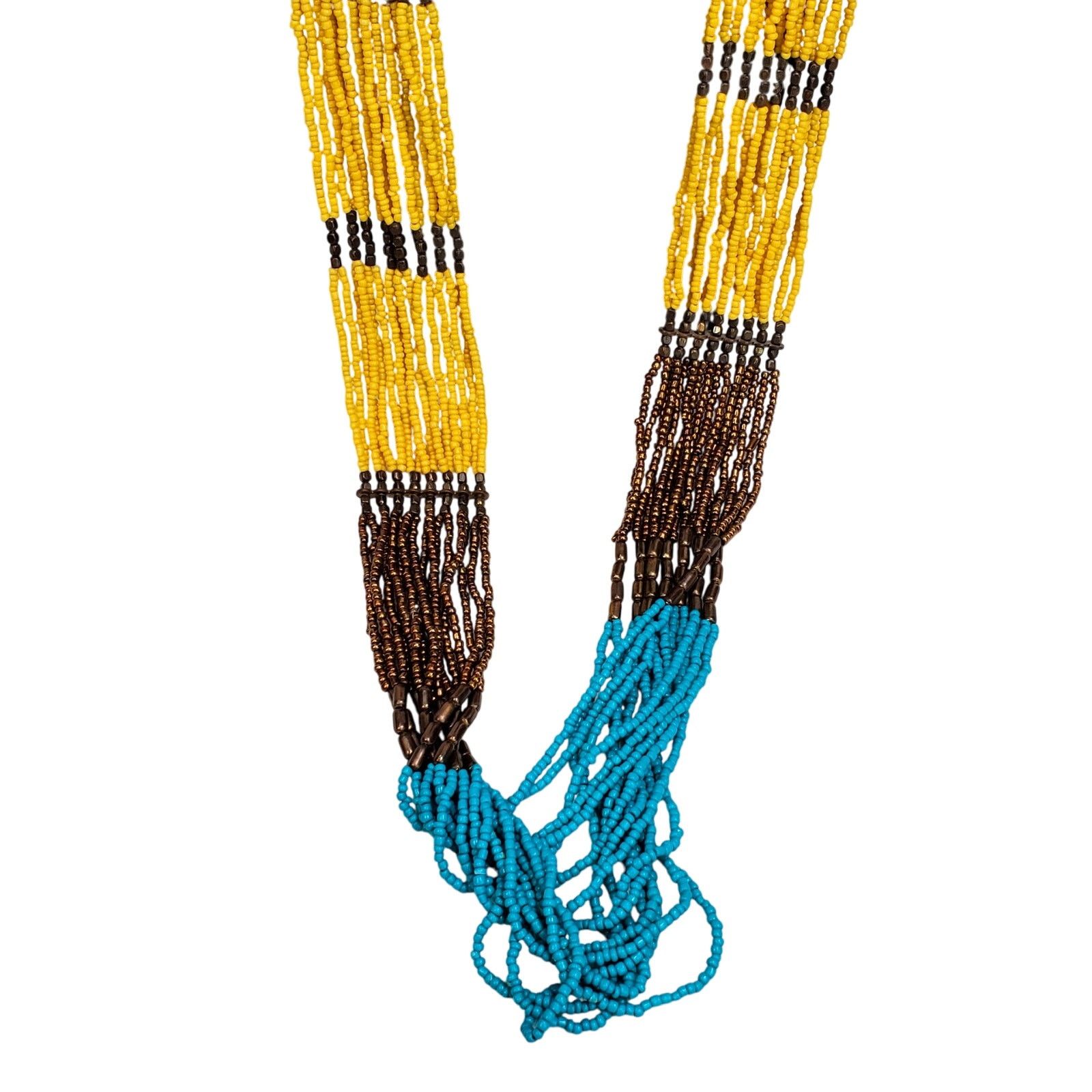 Other Vtg Necklace Seed Beads Southwestern Statement Tiered 34" Size ONE SIZE - 2 Thumbnail